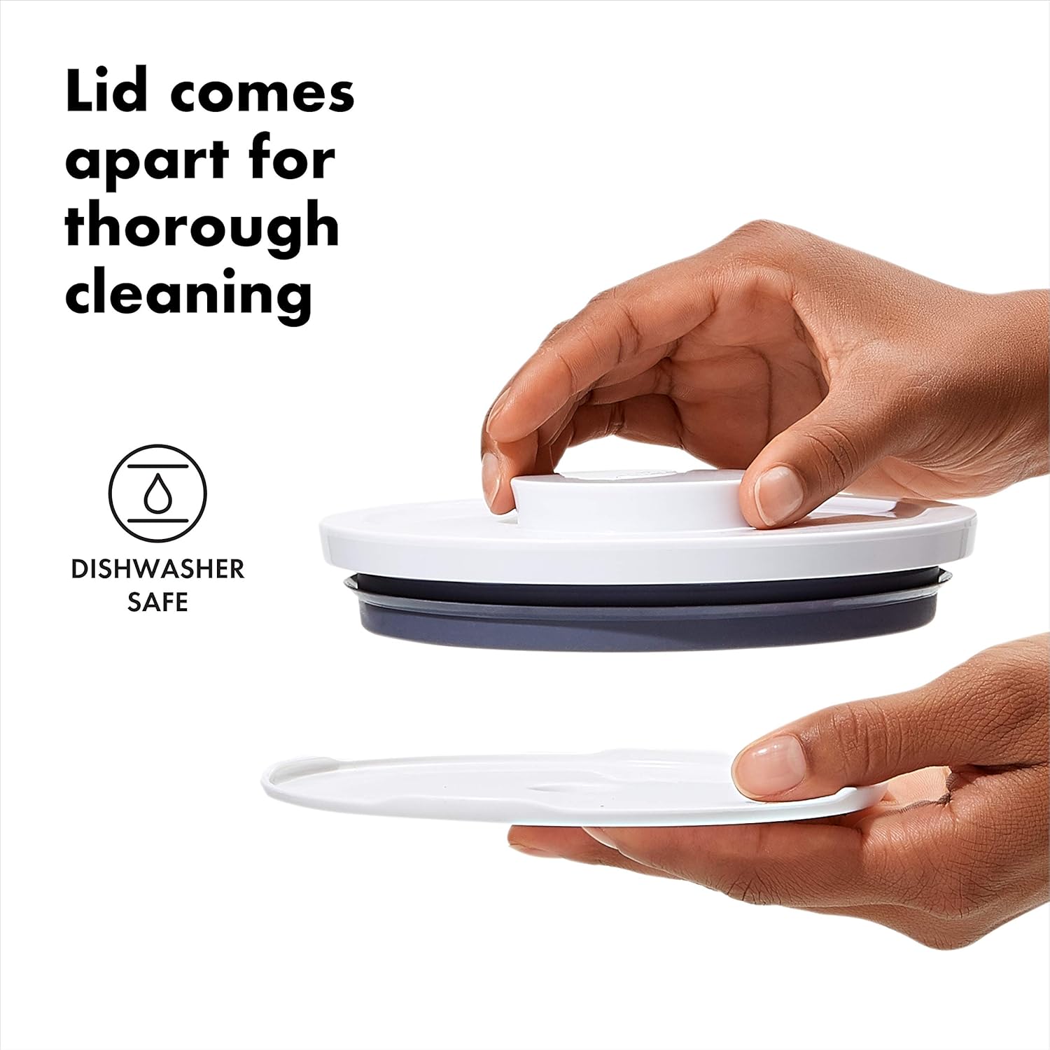 OXO Good Grips Round POP Container – Large (5.2 Qt) for flour, sugar, cereal and more | Airtight Food Storage | BPA Free | Dishwasher Safe | Clear Body,White - Image 6