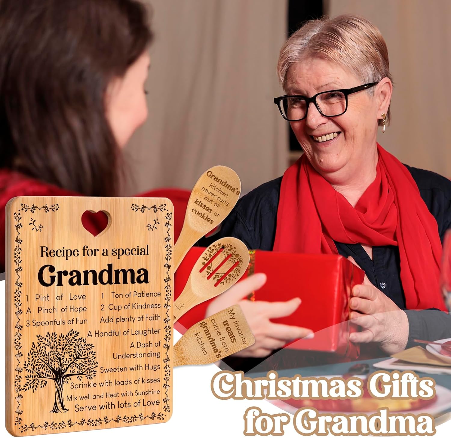 Bamboo Cutting Board Gift for Grandma from Grandkids - Image 3