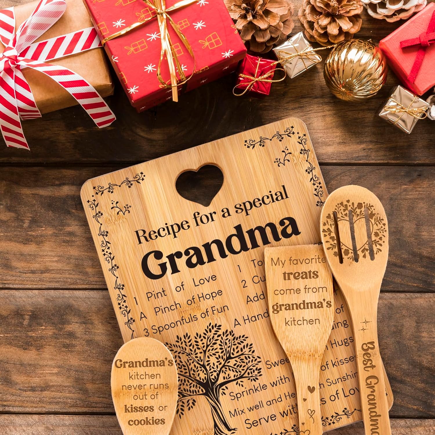 Bamboo Cutting Board Gift for Grandma from Grandkids - Image 4