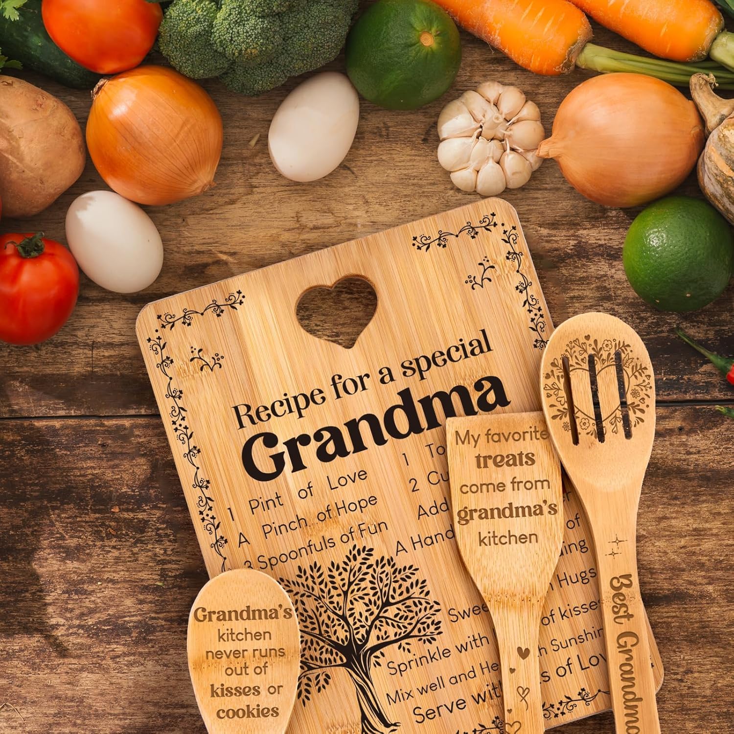 Bamboo Cutting Board Gift for Grandma from Grandkids - Image 6