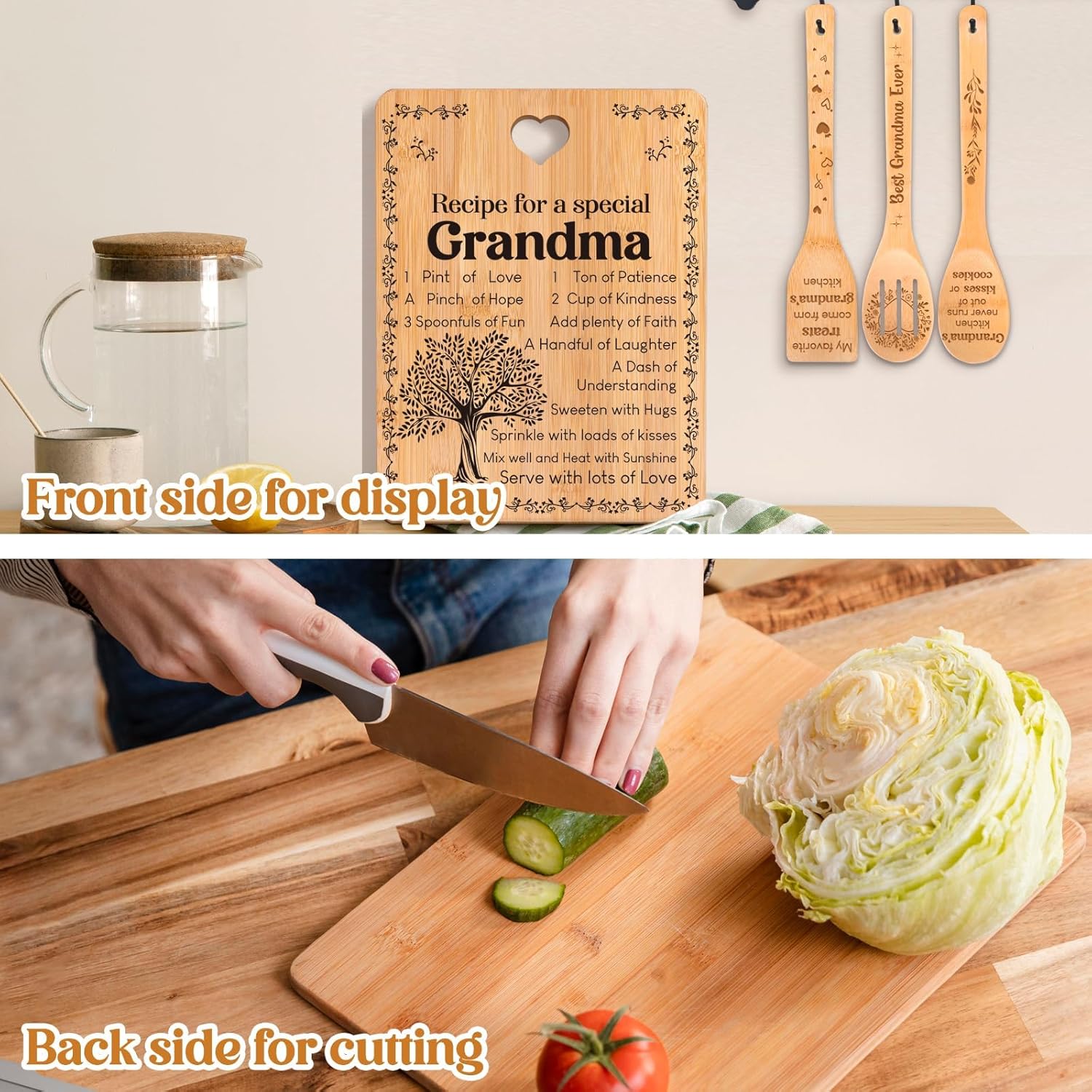 Bamboo Cutting Board Gift for Grandma from Grandkids - Image 7