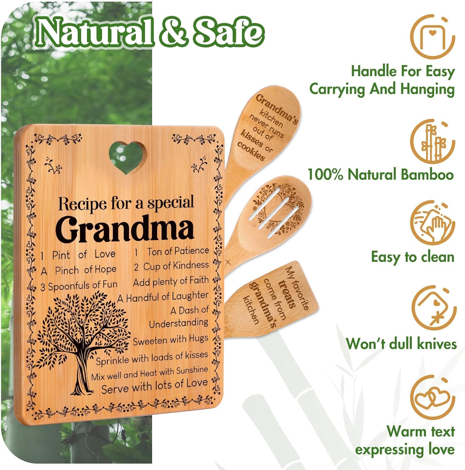 Bamboo Cutting Board Gift for Grandma from Grandkids - Image 8