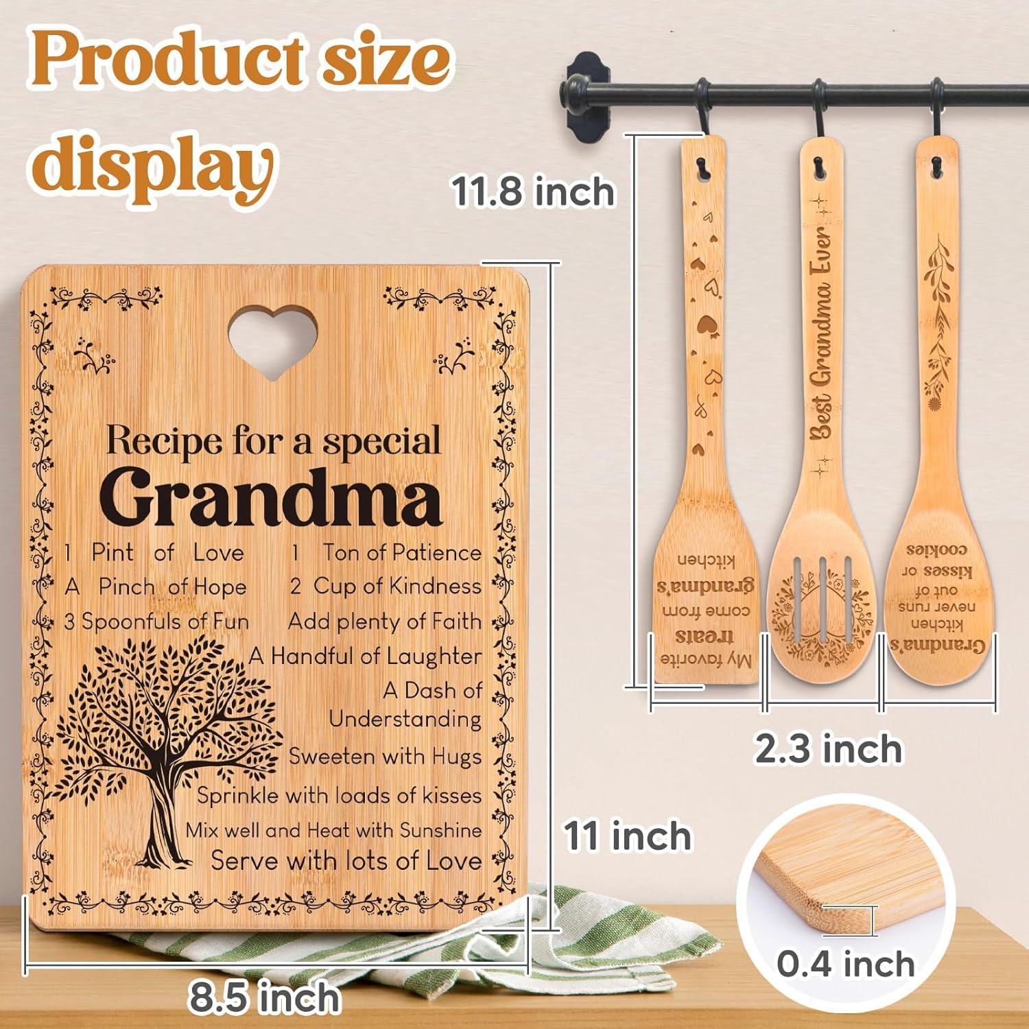 Bamboo Cutting Board Gift for Grandma from Grandkids - Image 9