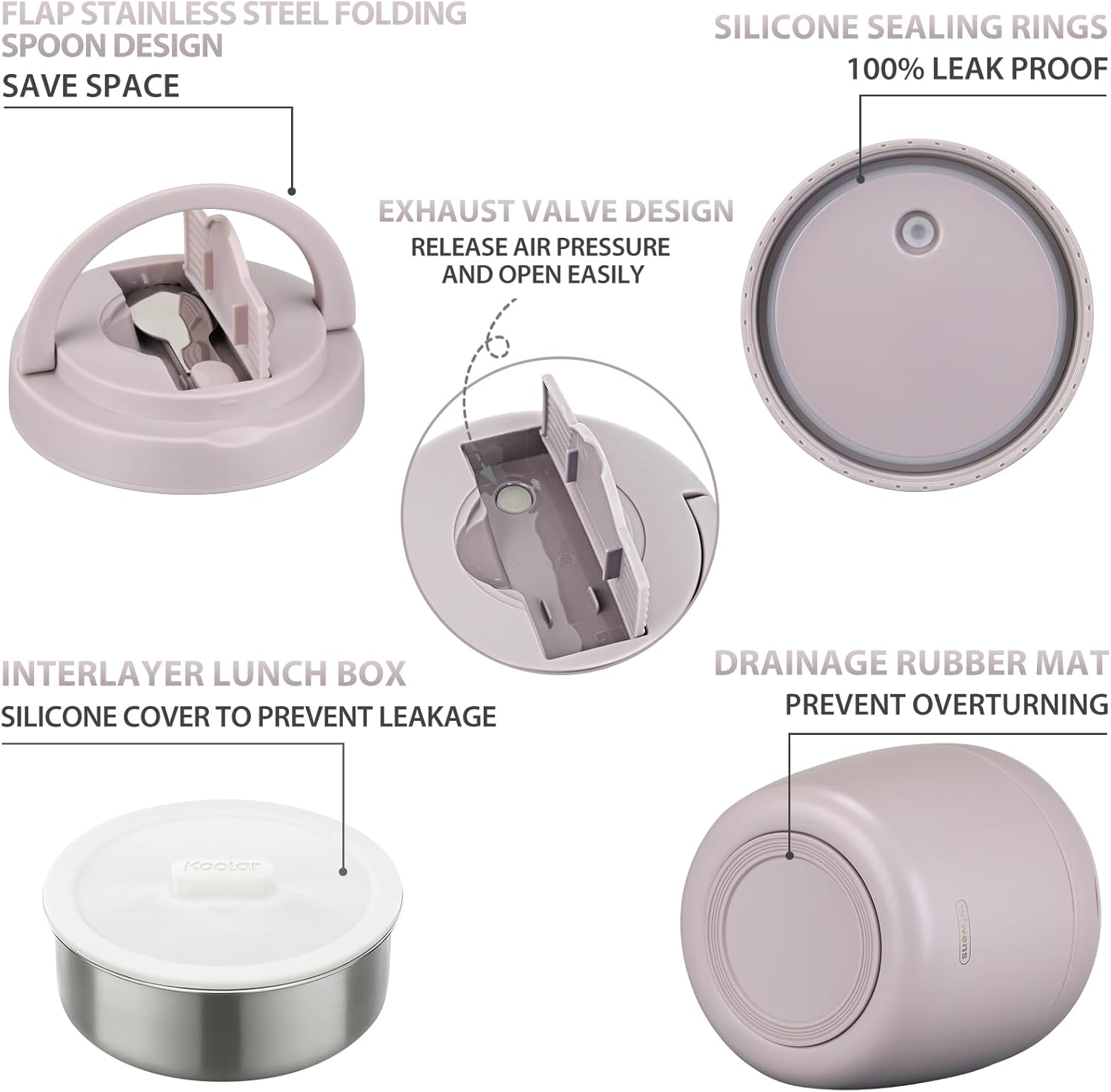 Thermo Food Jar for Hot Food Adults 32OZ Soup Thermo Lunch Containers Wide Mouth Vacuum Insulated Stainless Steel Leakproof Bento Box with Spoon - Image 5