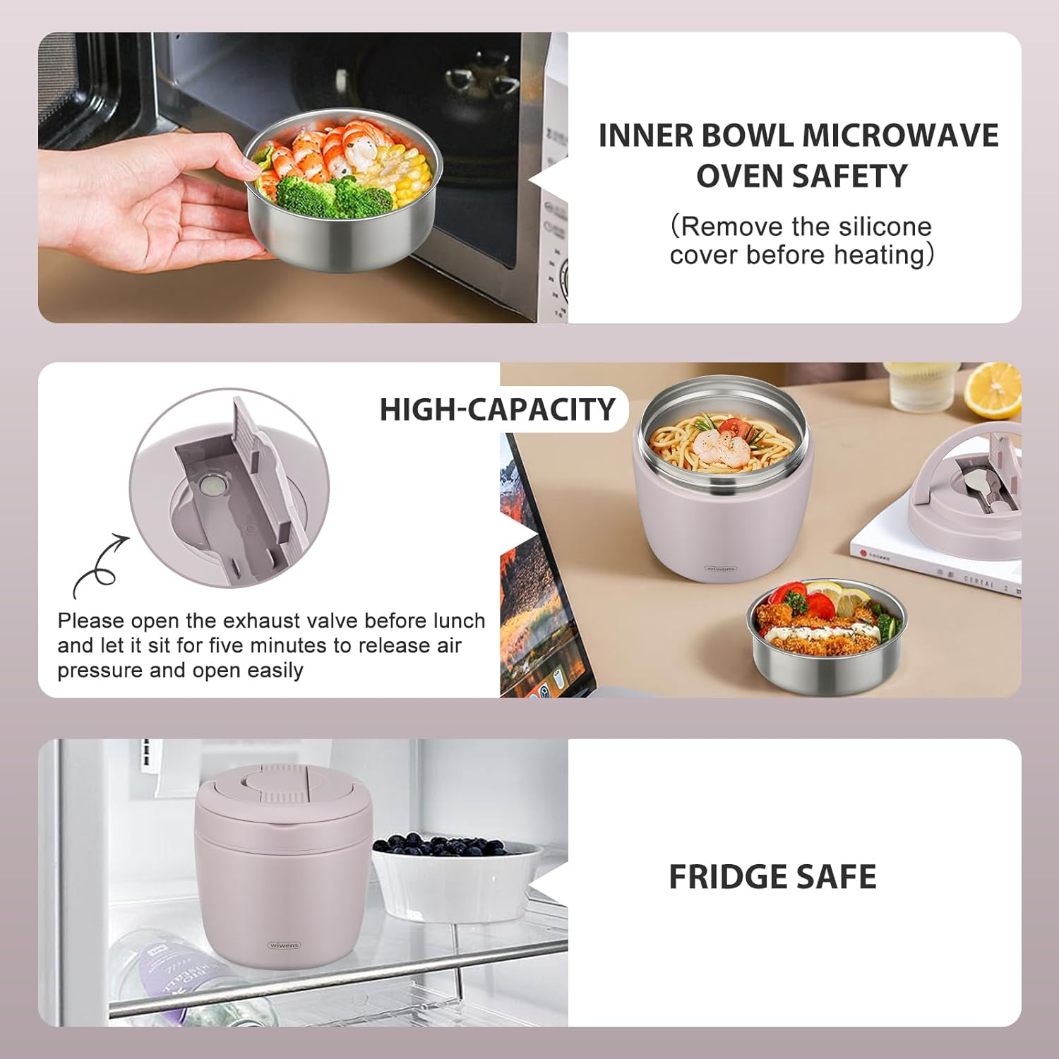 Thermo Food Jar for Hot Food Adults 32OZ Soup Thermo Lunch Containers Wide Mouth Vacuum Insulated Stainless Steel Leakproof Bento Box with Spoon - Image 7