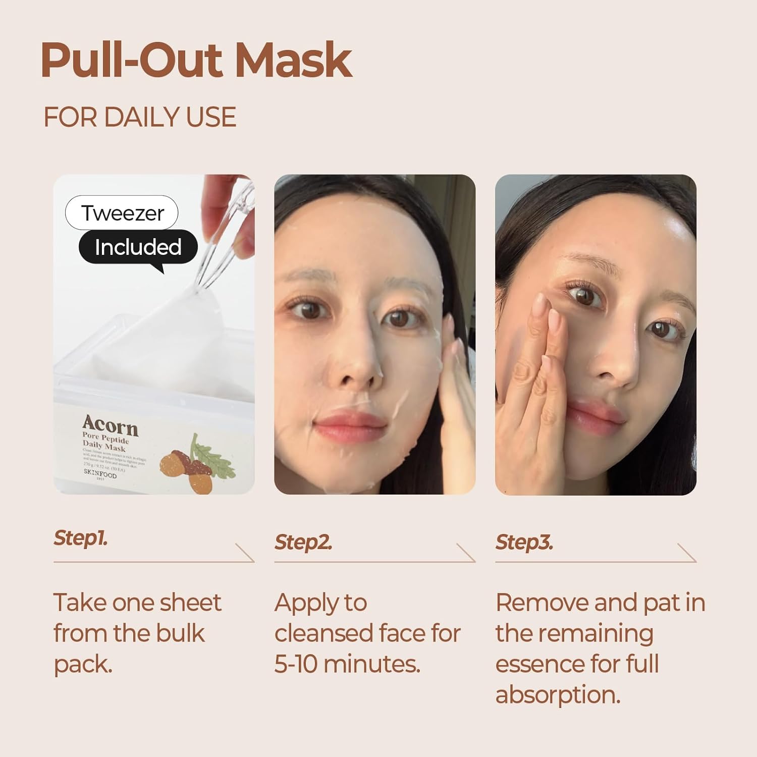 SKINFOOD Acorn Pore Peptide Daily Sheet Mask - Image 6