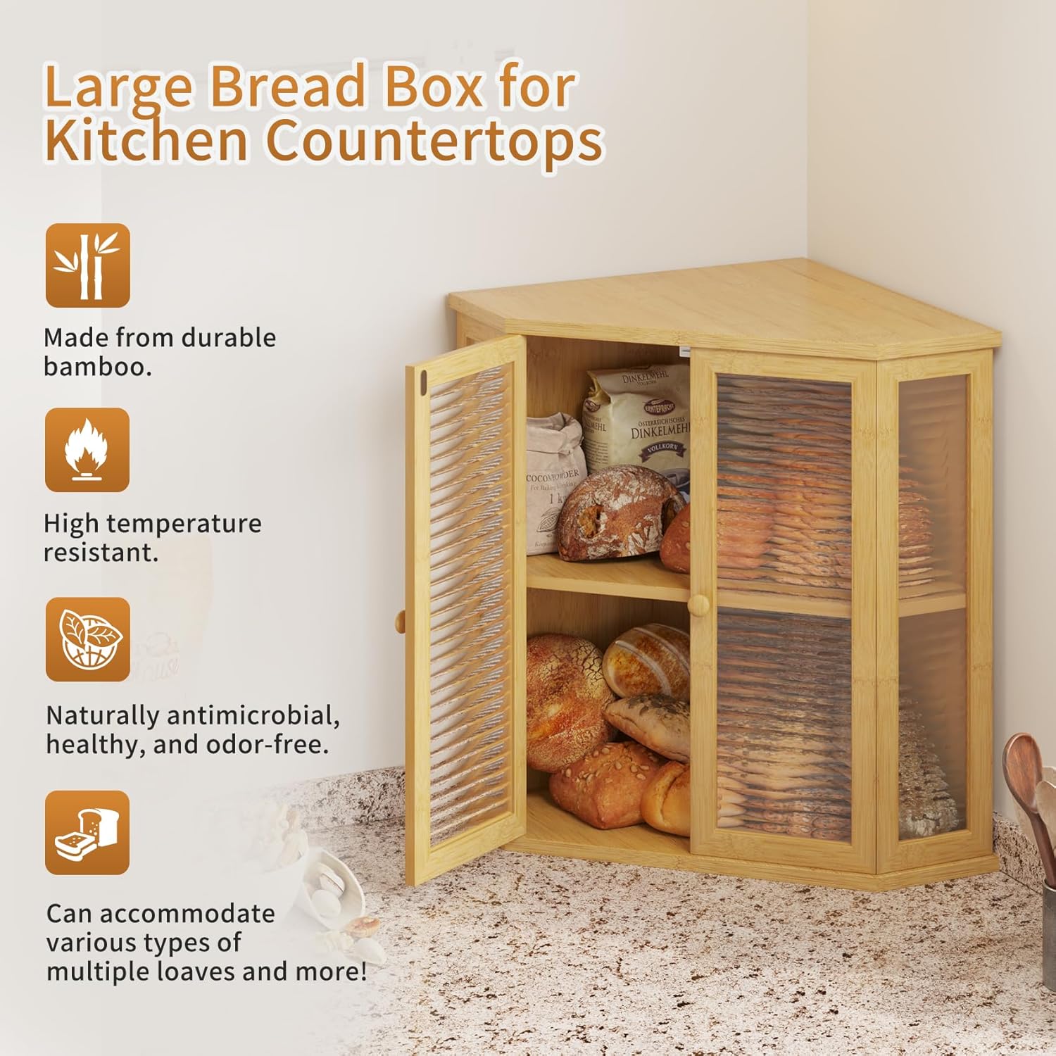 Large Bamboo Bread Storage Box - Image 8