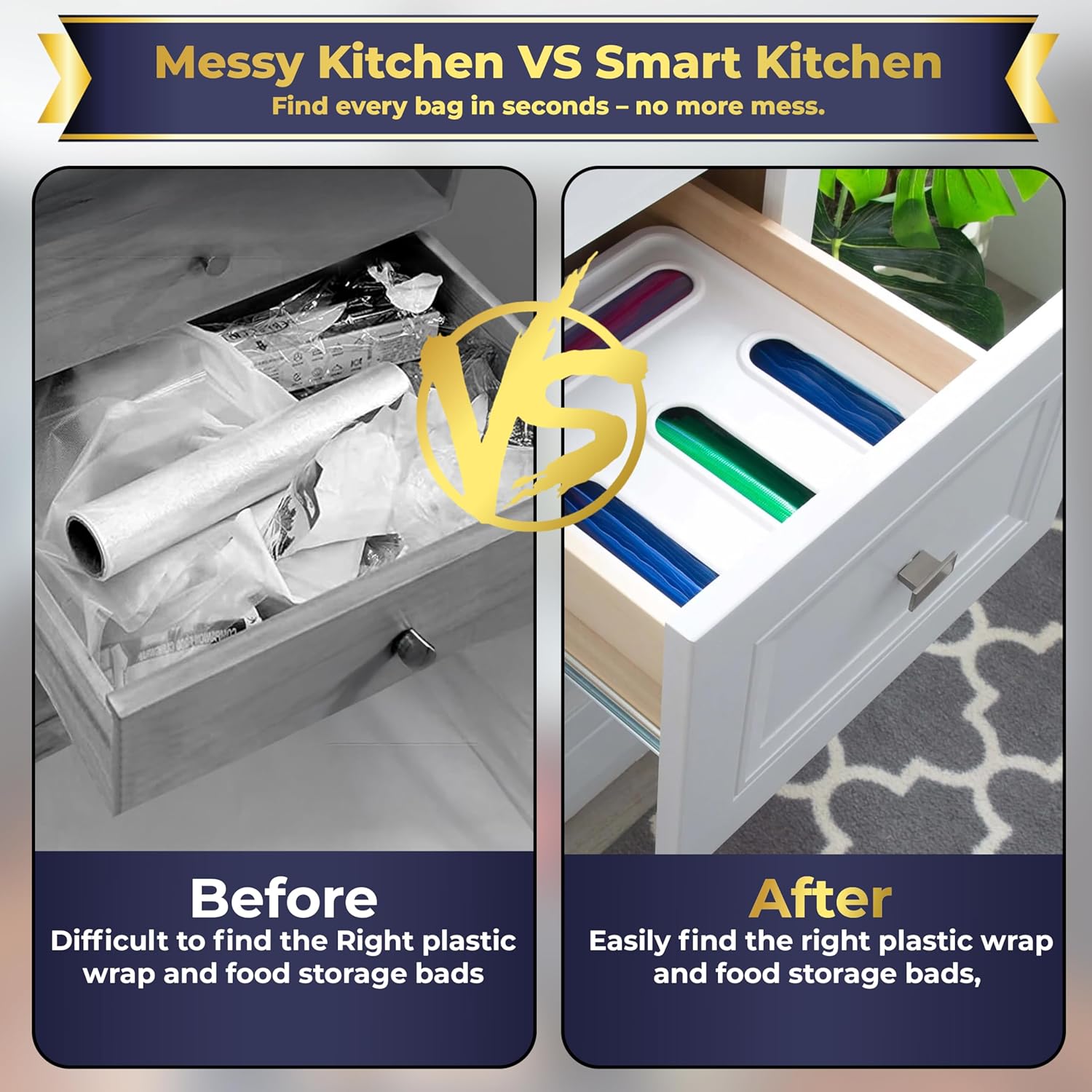 4 IN 1 Food Storage Bag Organizer for Kitchen Drawer - Image 5