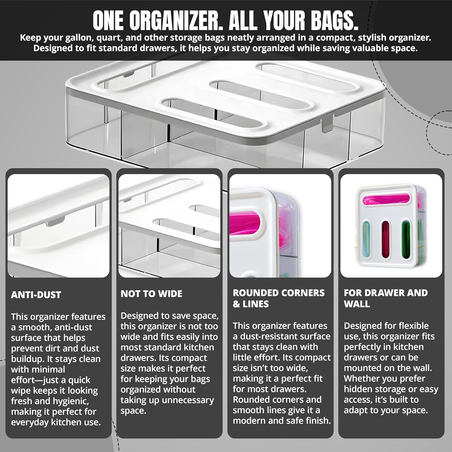 4 IN 1 Food Storage Bag Organizer for Kitchen Drawer - Image 9