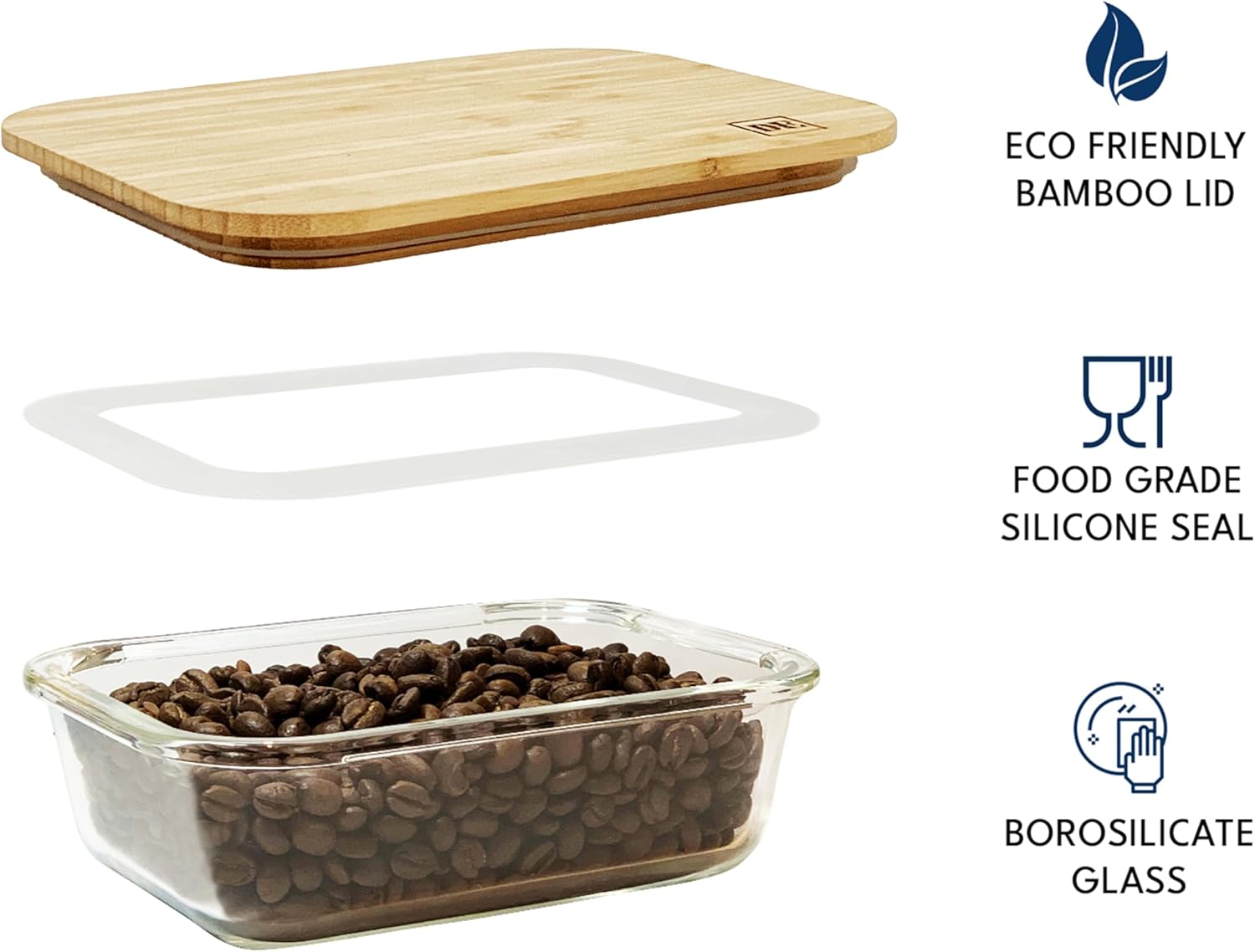 Glass Food Storage Containers with Bamboo Lids (4-Pack, 36oz) Airtight, Leakproof, BPA-Free Borosilicate Glass Meal Prep Containers - Image 7