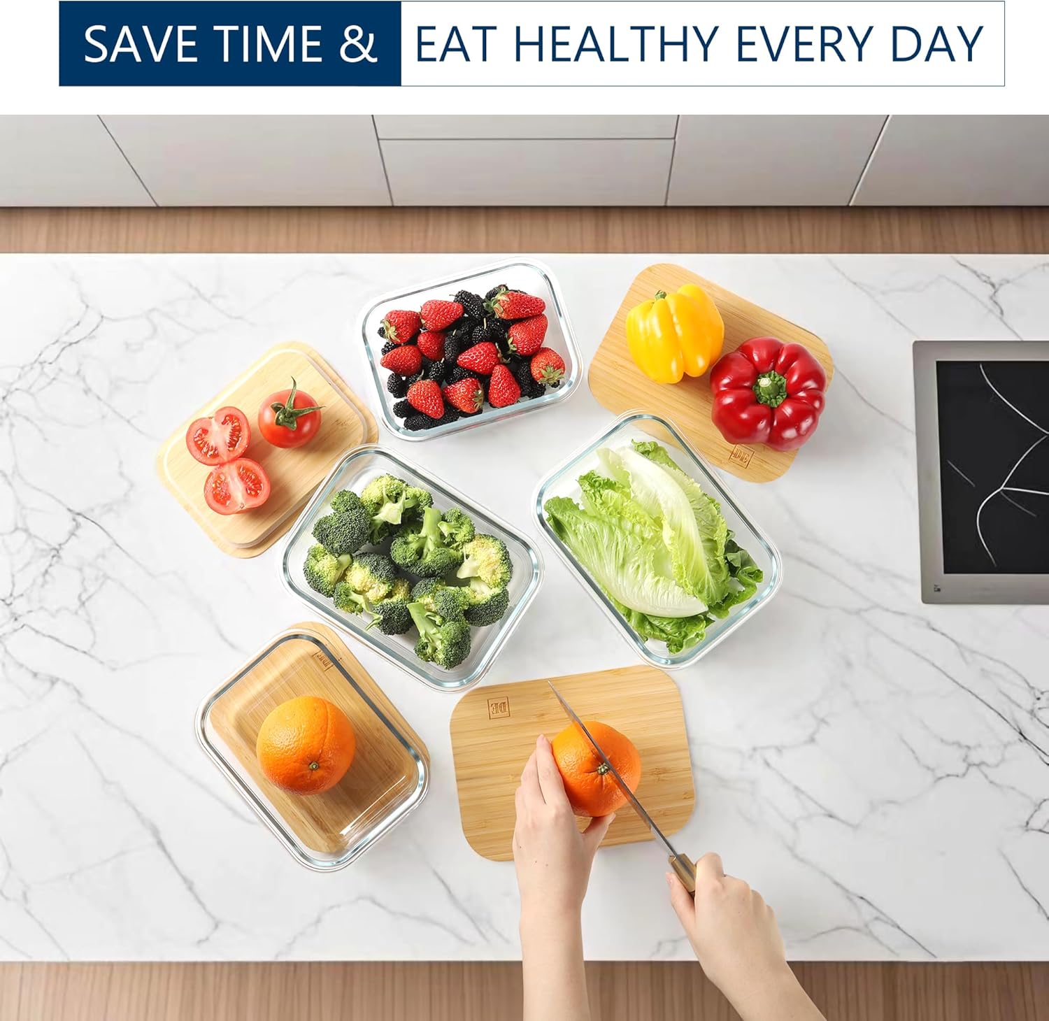 Glass Food Storage Containers with Bamboo Lids (4-Pack, 36oz) Airtight, Leakproof, BPA-Free Borosilicate Glass Meal Prep Containers - Image 8