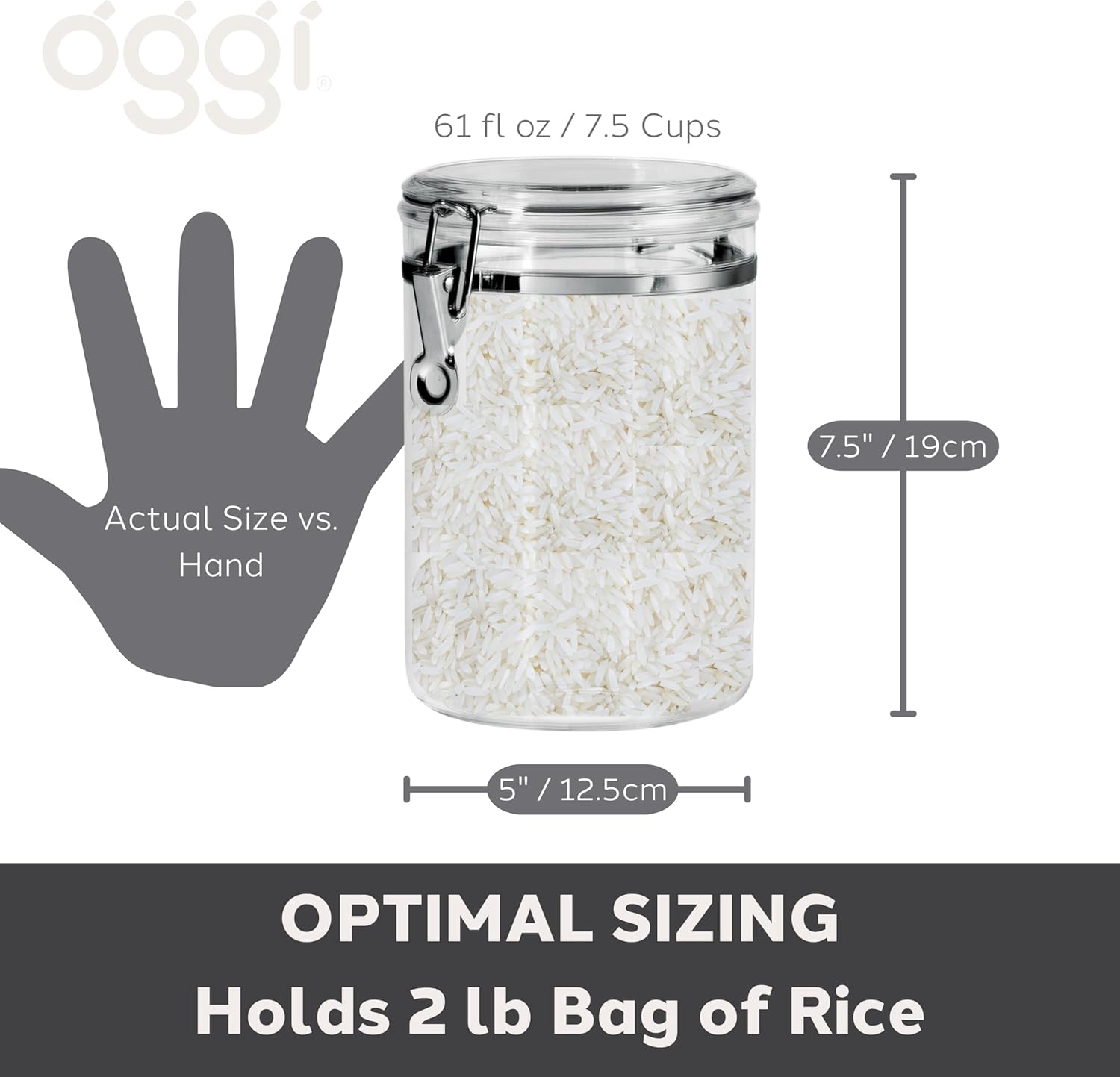 Oggi Medium-Sized Clear Canister with Clamp Lid - Image 6