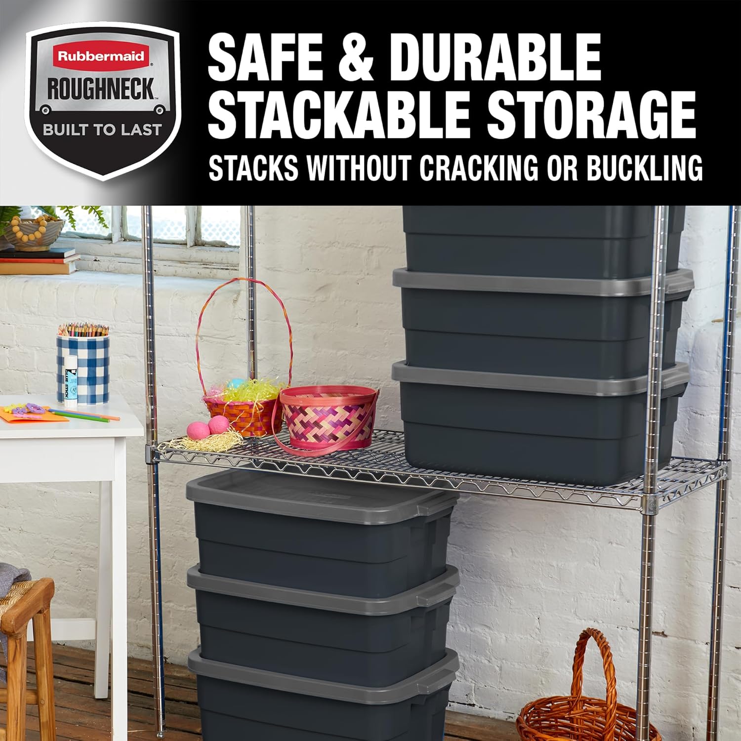 Rubbermaid 6-Pack Heavy Duty Plastic Storage Bins with Lids - Image 7