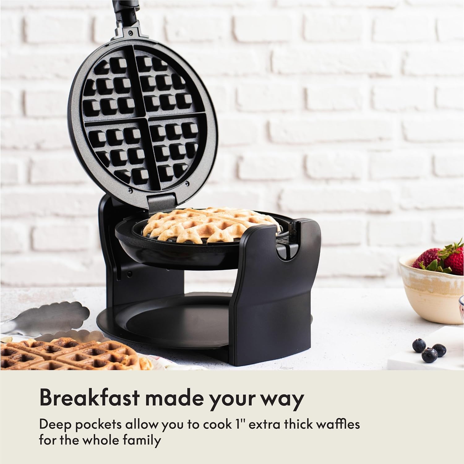 Classic Rotating Non-Stick Belgian Waffle Maker - Image 8