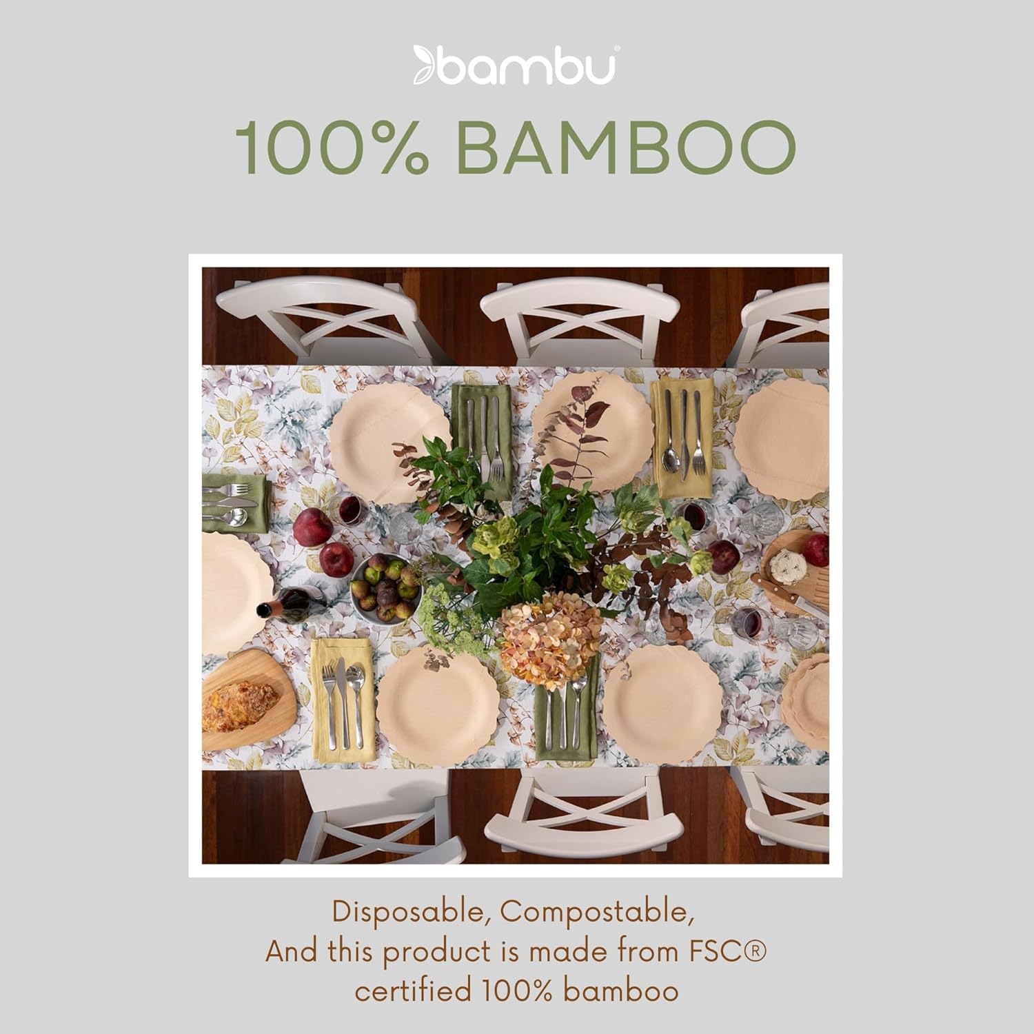 Bambu 7 Inch Square Disposable Bamboo Plates - Image 3