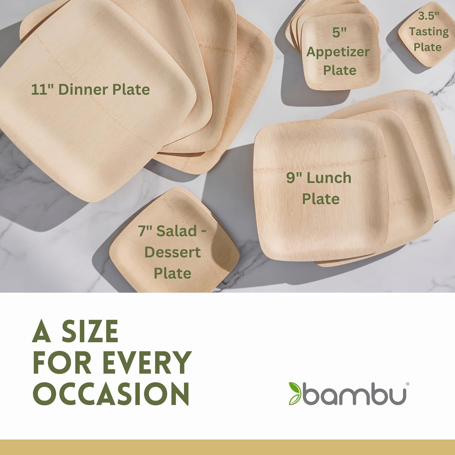 Bambu 7 Inch Square Disposable Bamboo Plates - Image 4