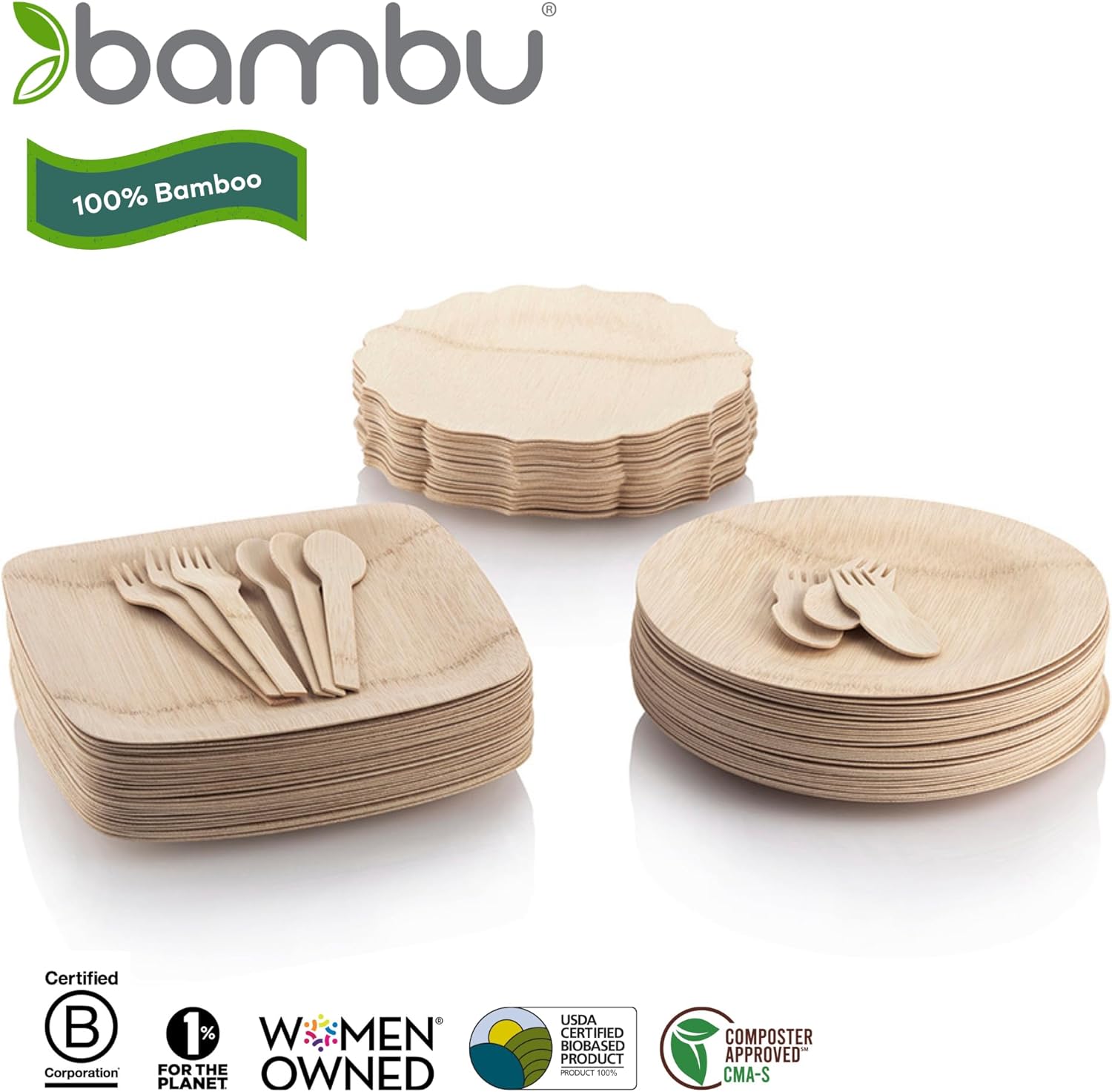 Bambu 7 Inch Square Disposable Bamboo Plates - Image 7