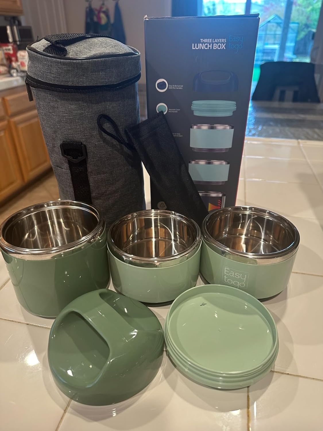 Portable Stackable Lunch Box with Cutlery Set - Image 4