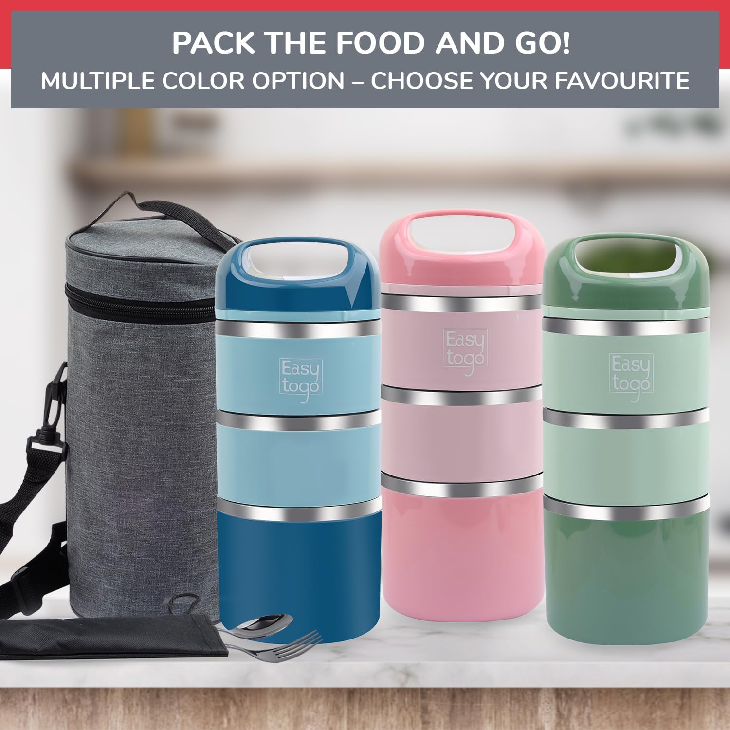 Portable Stackable Lunch Box with Cutlery Set - Image 10