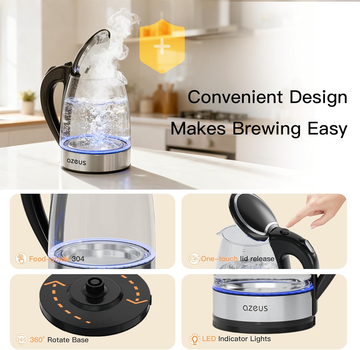 AZEUS 1.8L Electric Kettle - Image 5