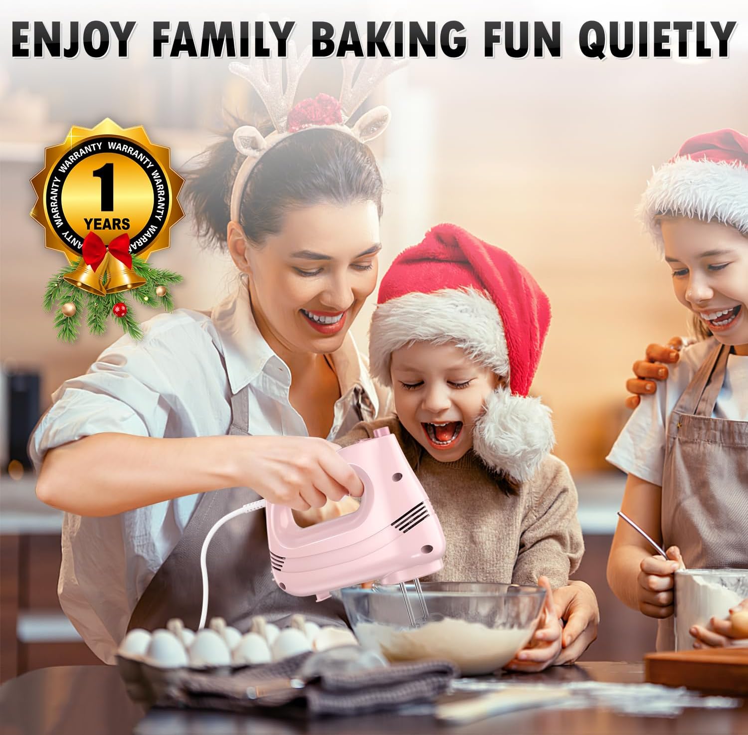 Pink Handheld Electric Mixer for Baking - Image 3