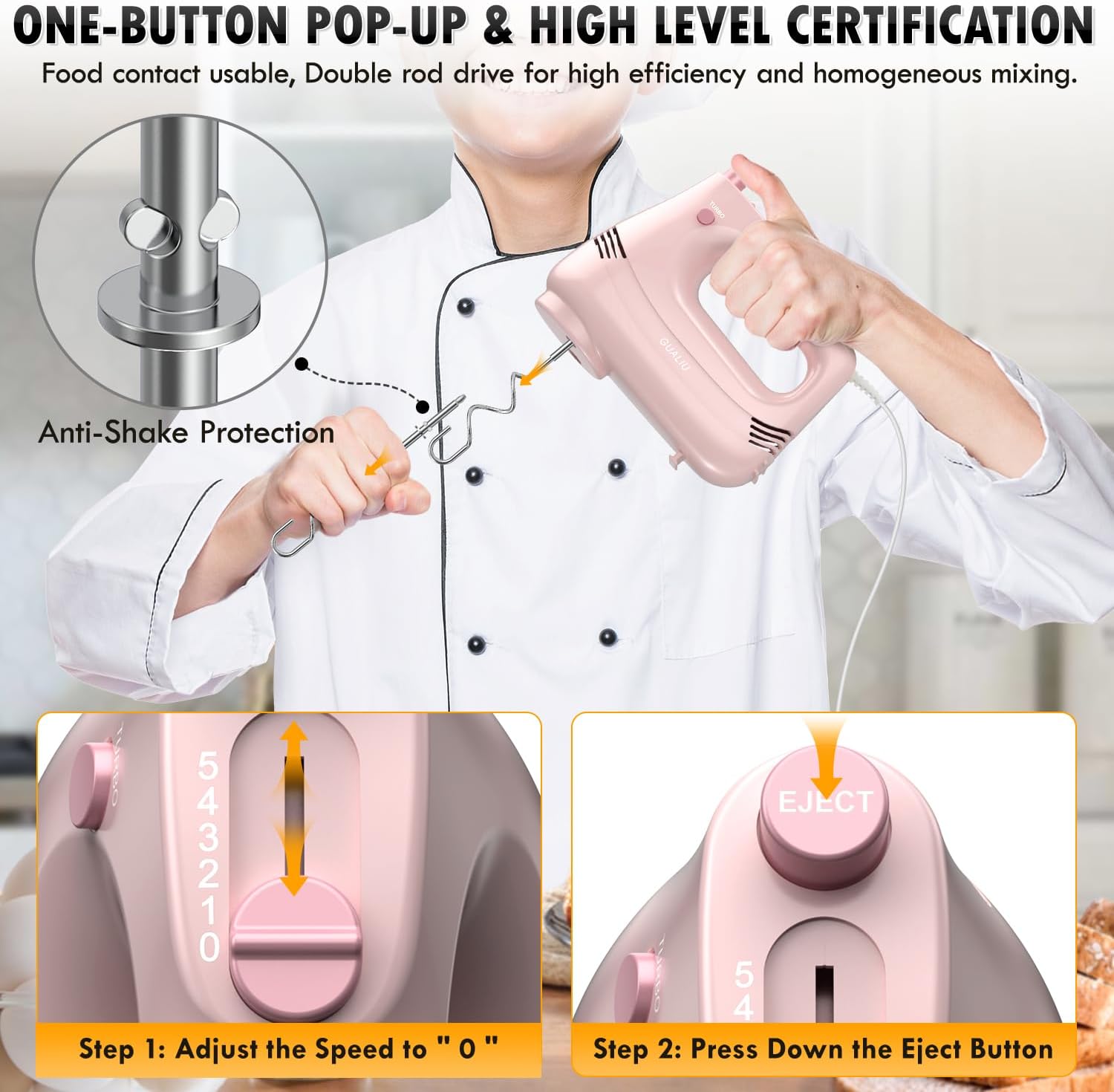 Pink Handheld Electric Mixer for Baking - Image 7