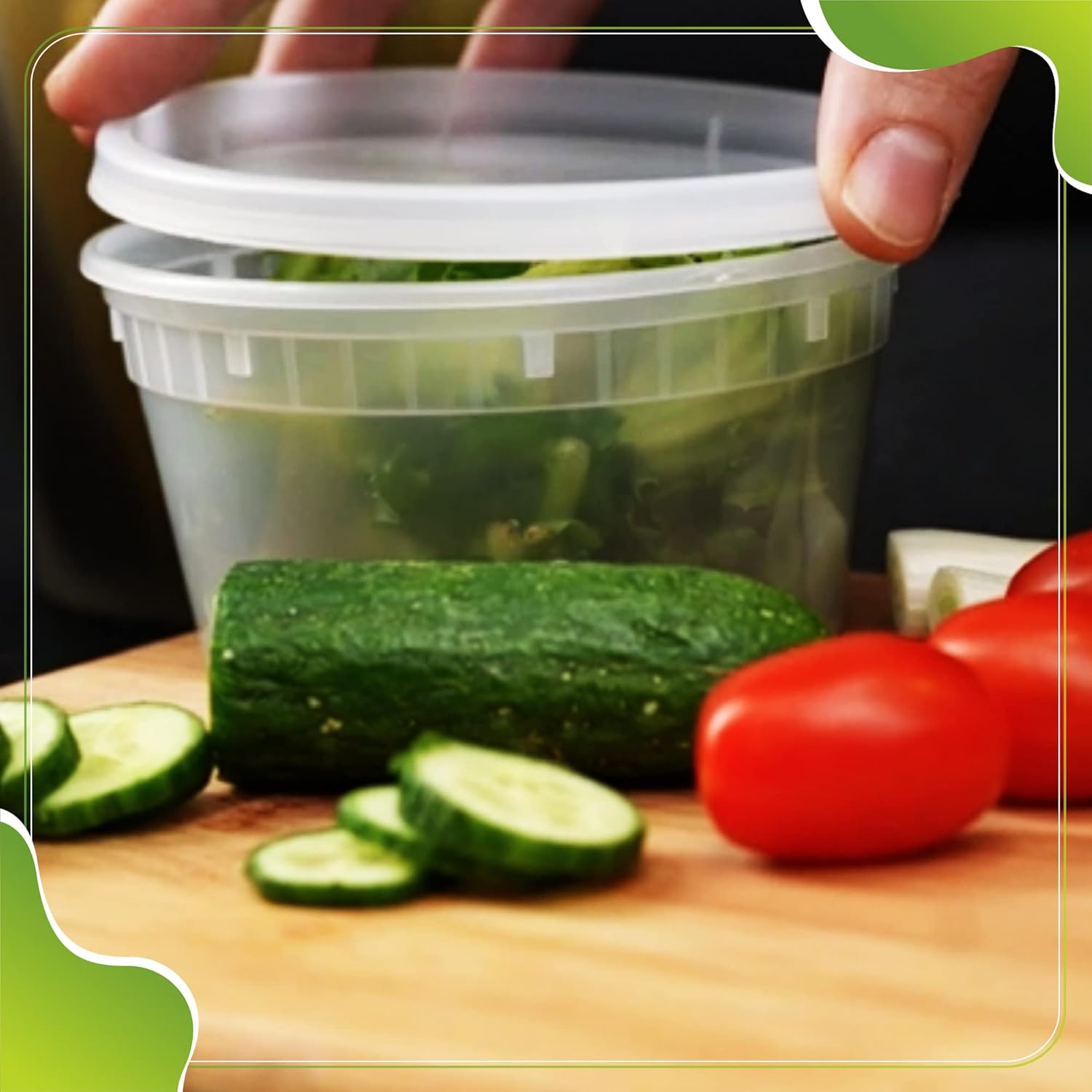Deli Containers with Lids Leakproof 50 Pack BPA-Free Plastic Microwaveable Clear Food Storage Container - Image 3