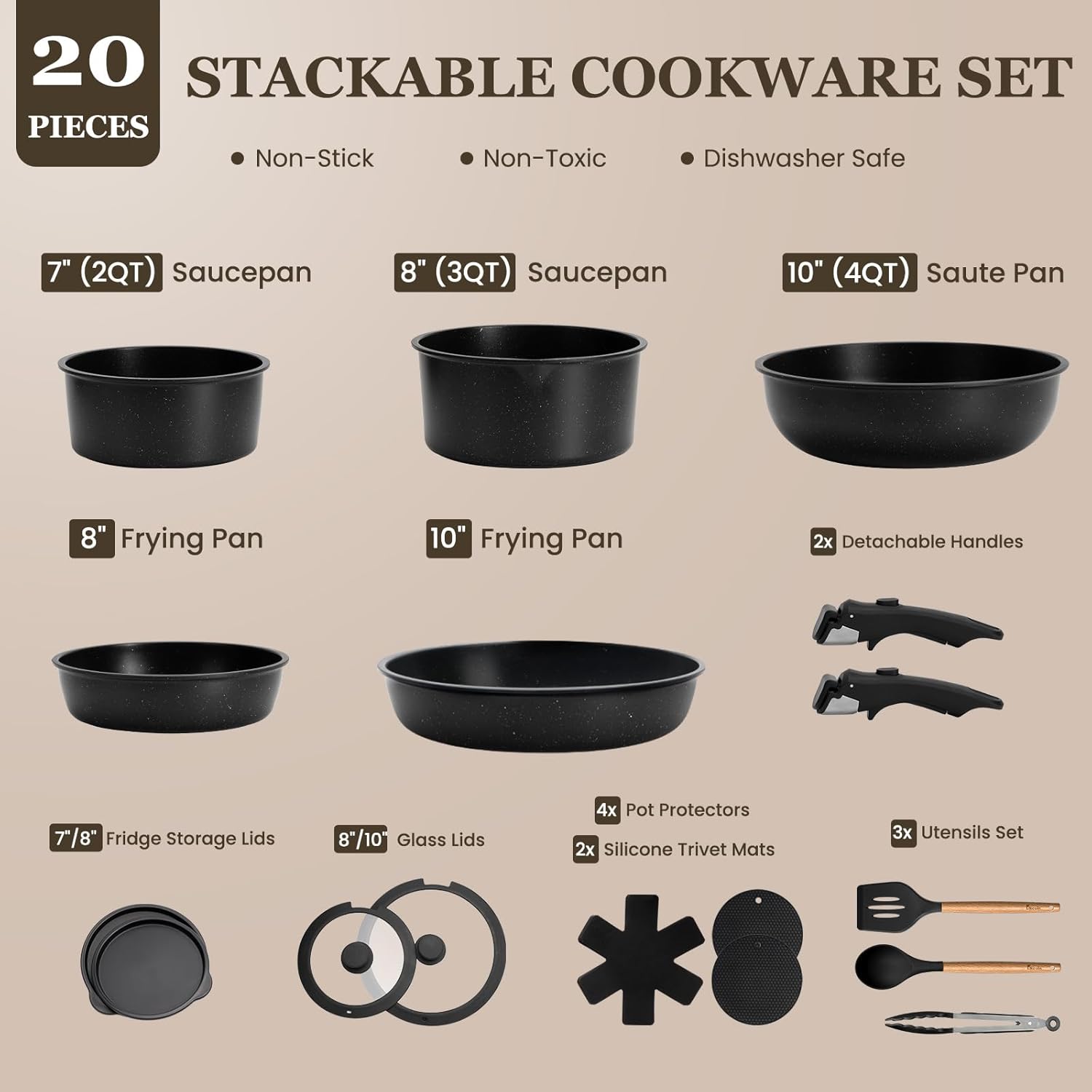 KIKCOIN Non Stick Cookware Set - Image 3