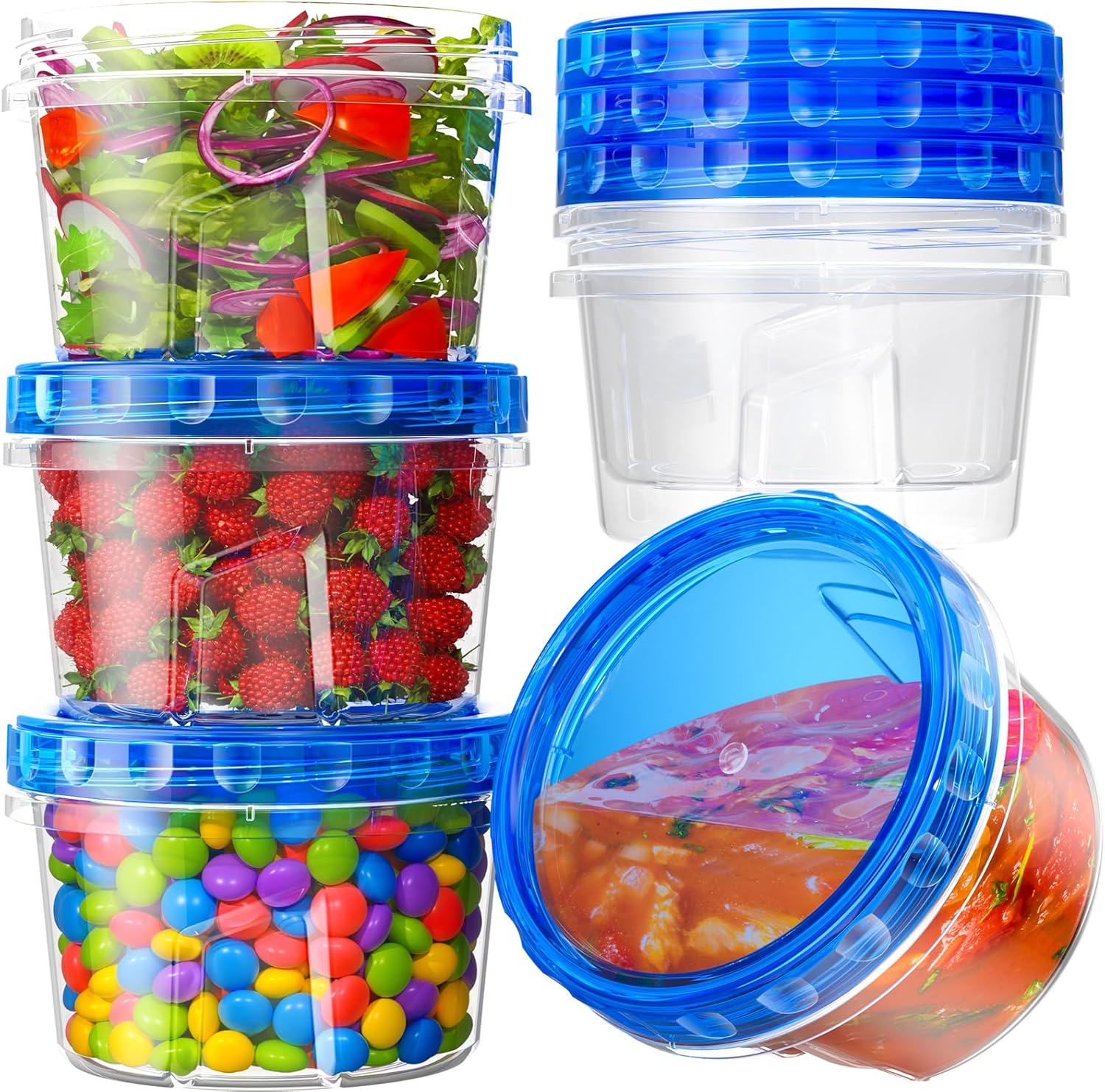 17oz Plastic Food Storage Containers with Twist Top Lids - Image 2