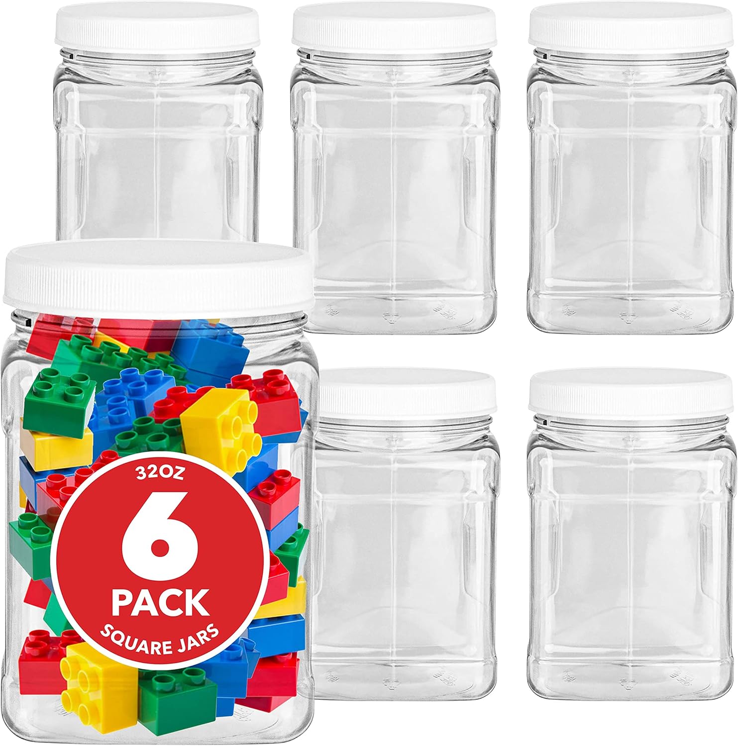 32 Oz Square Plastic Canisters with Lids - Image 2