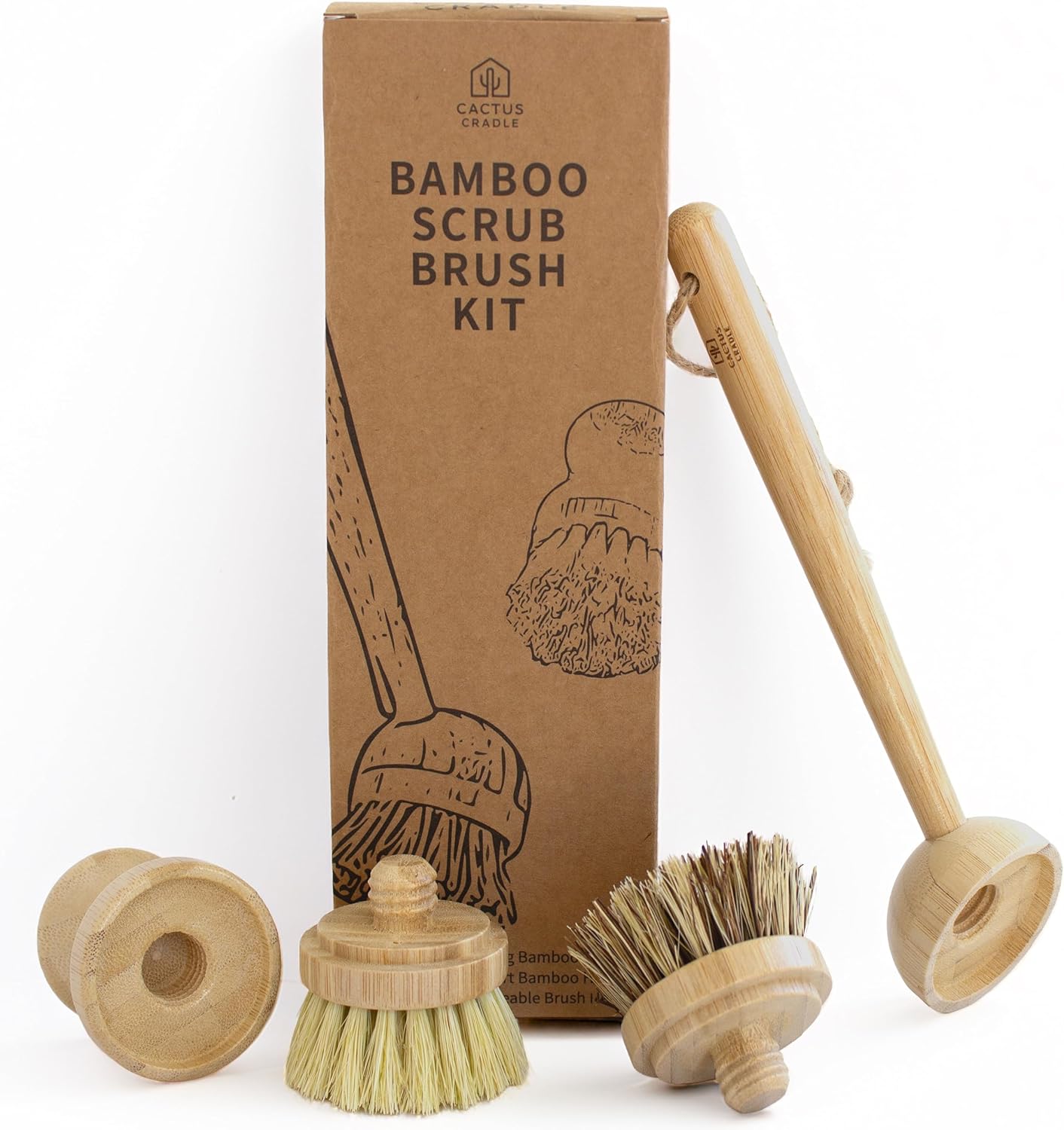 Cactus Cradle Bamboo Scrub Brush Kit - Image 2