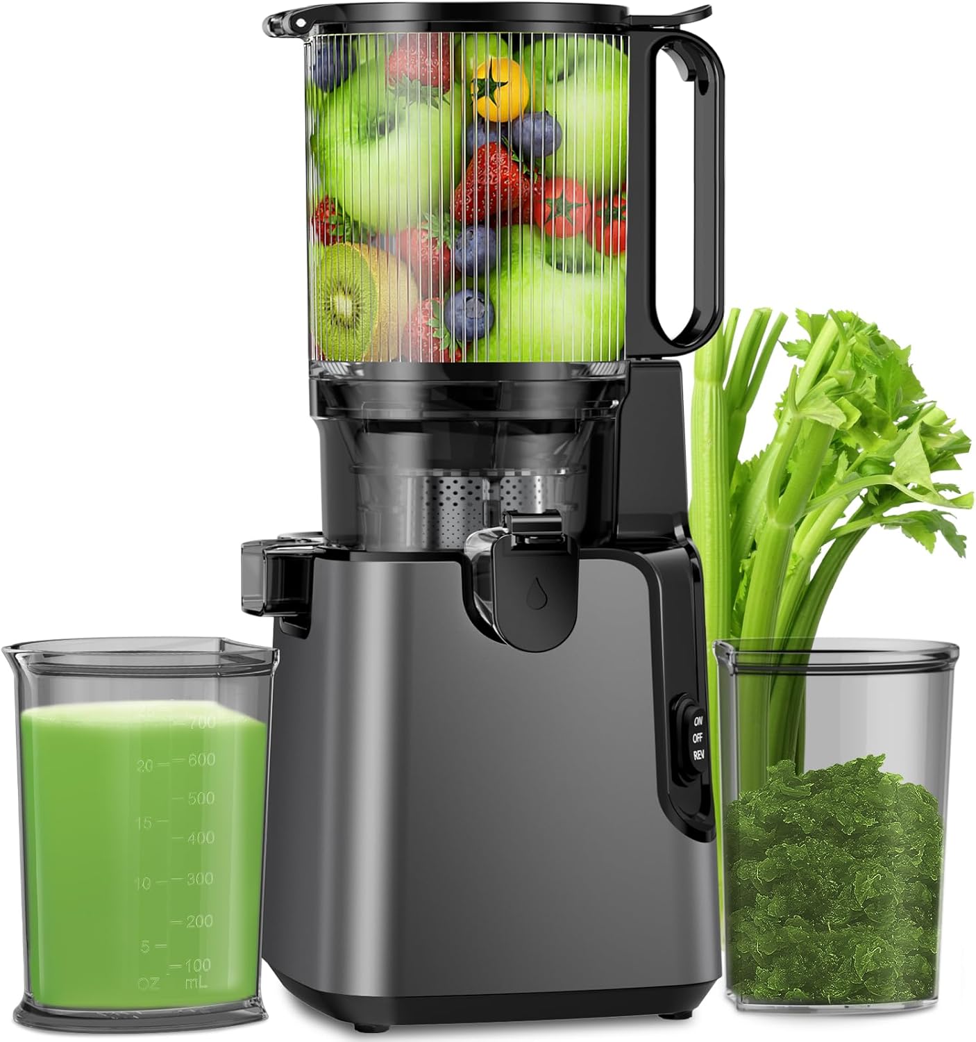 Cold Press Juicer Machine with Large Feed Chute for Whole Vegetables and Fruits - Image 2