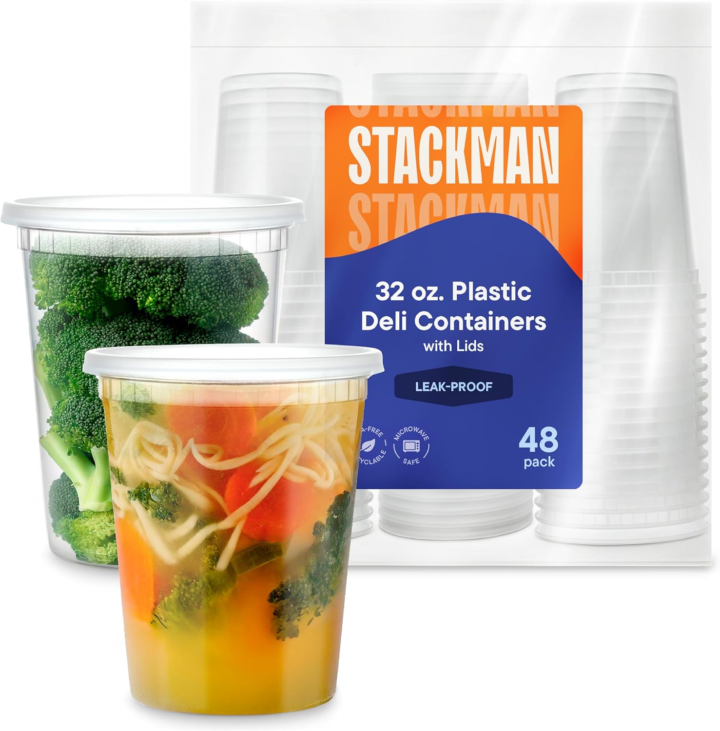 Quart Plastic Deli Containers with Lids - Image 2