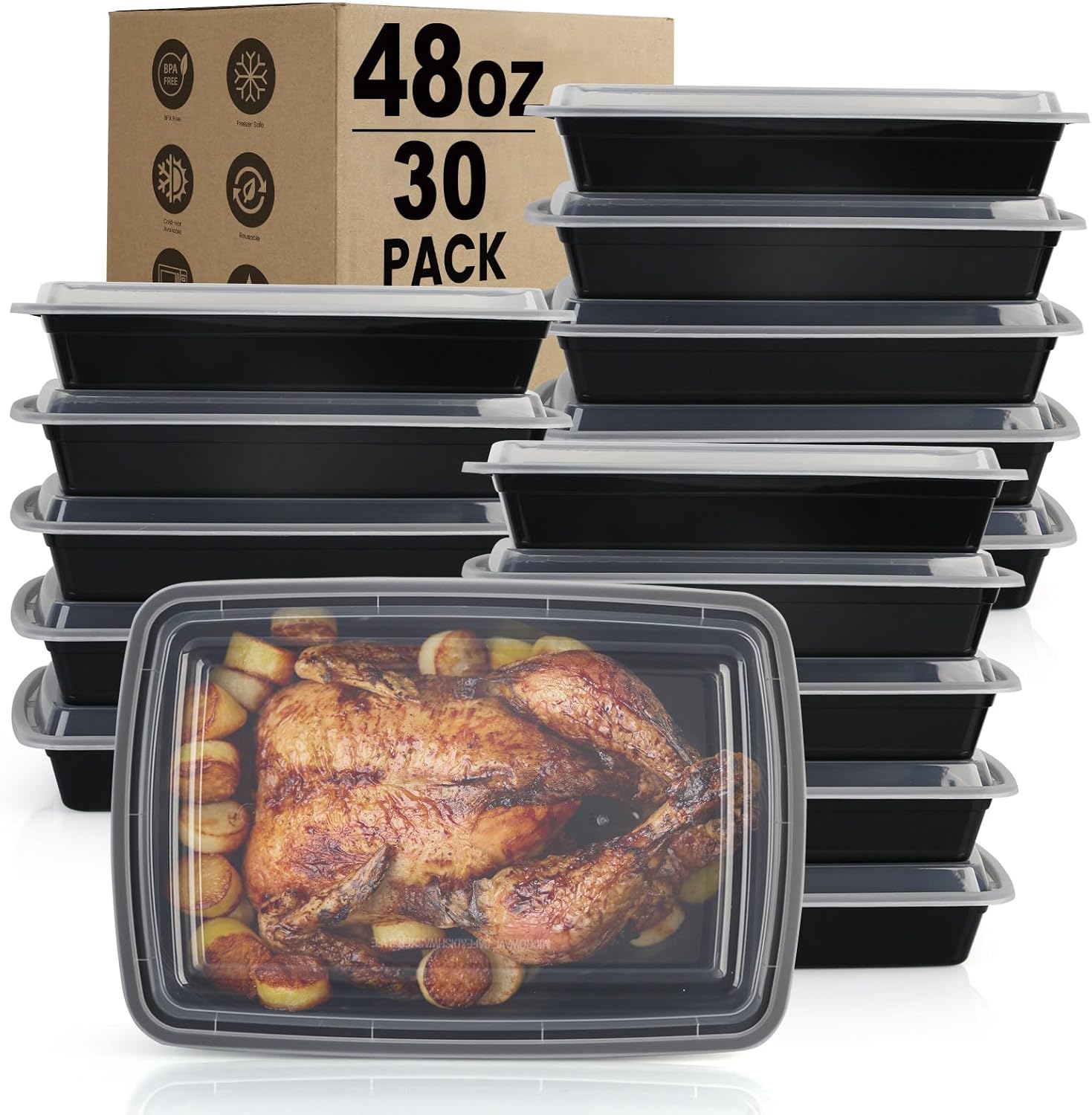 Reusable Meal Prep Containers with Lids - Image 2