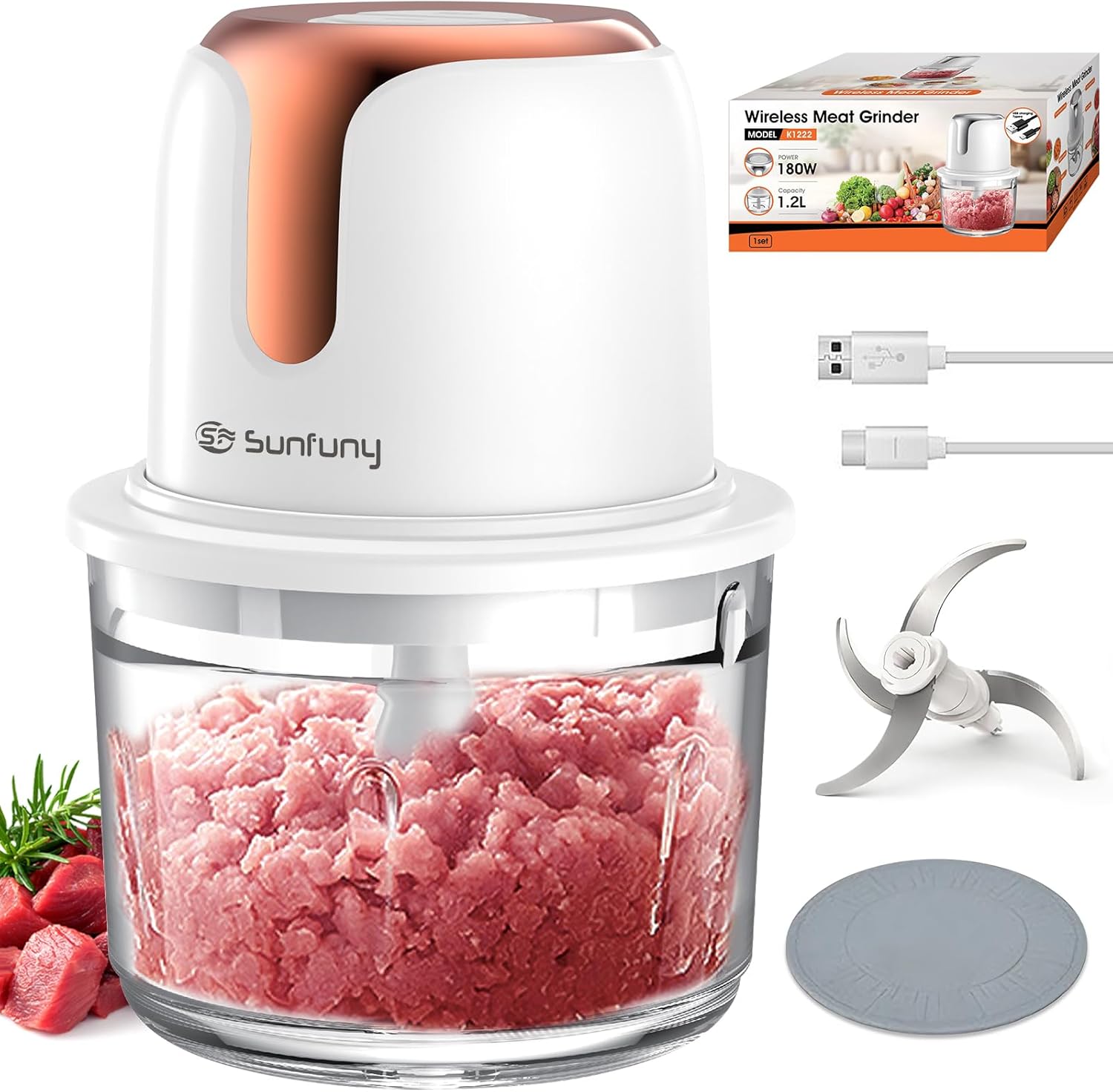Sunfuny Cordless Mini Food Chopper - Image 2