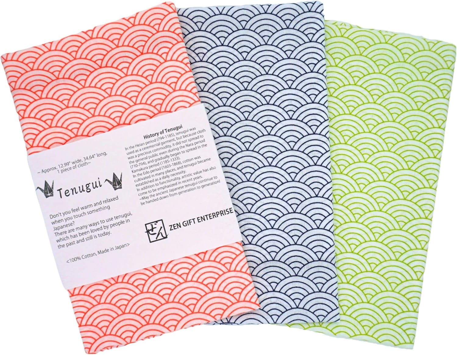 Traditional Japanese Tenugui Towels Set of 3 - Image 2