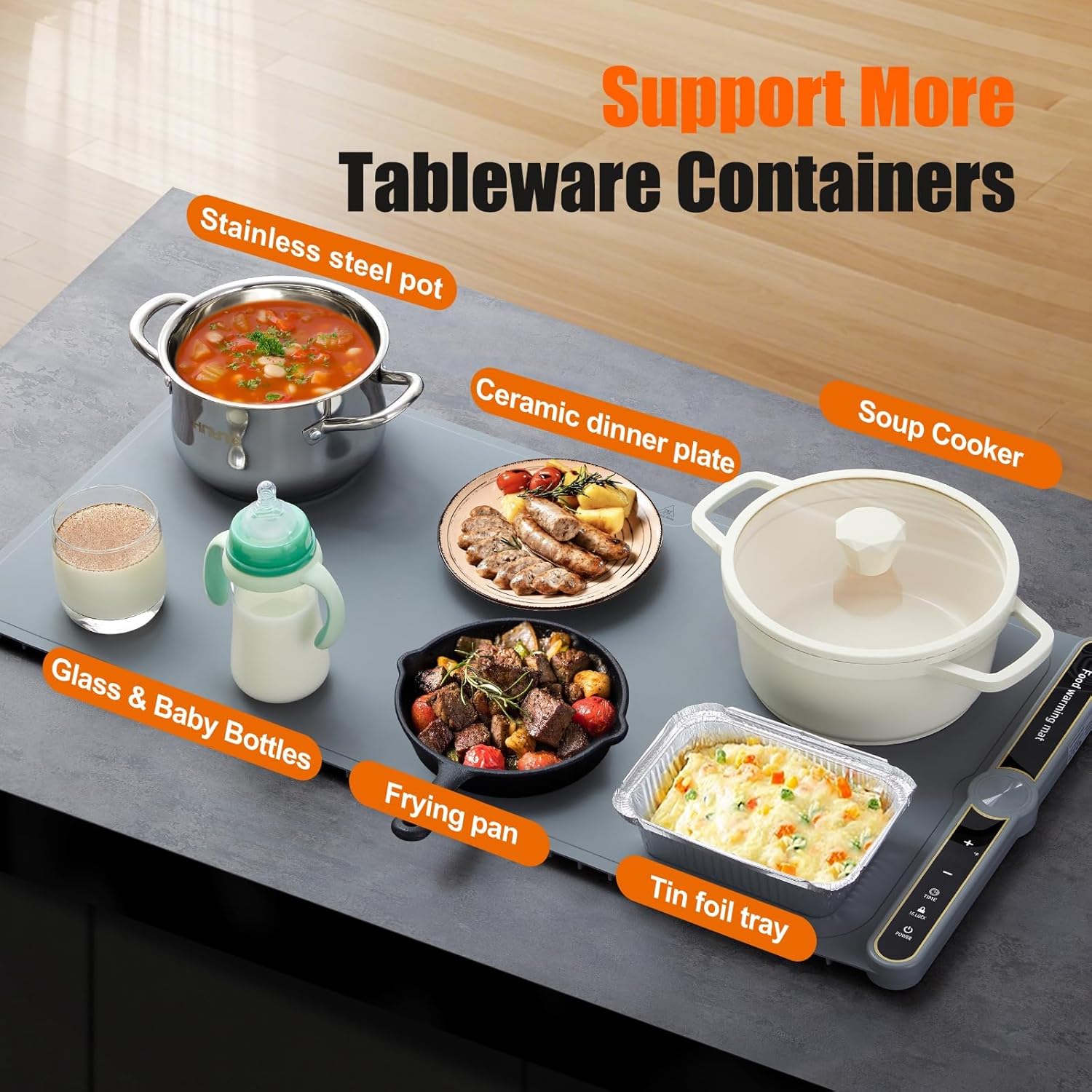 Extra Large Silicone Food Warming Mat with Timer and 9 Temperature Levels - Image 7