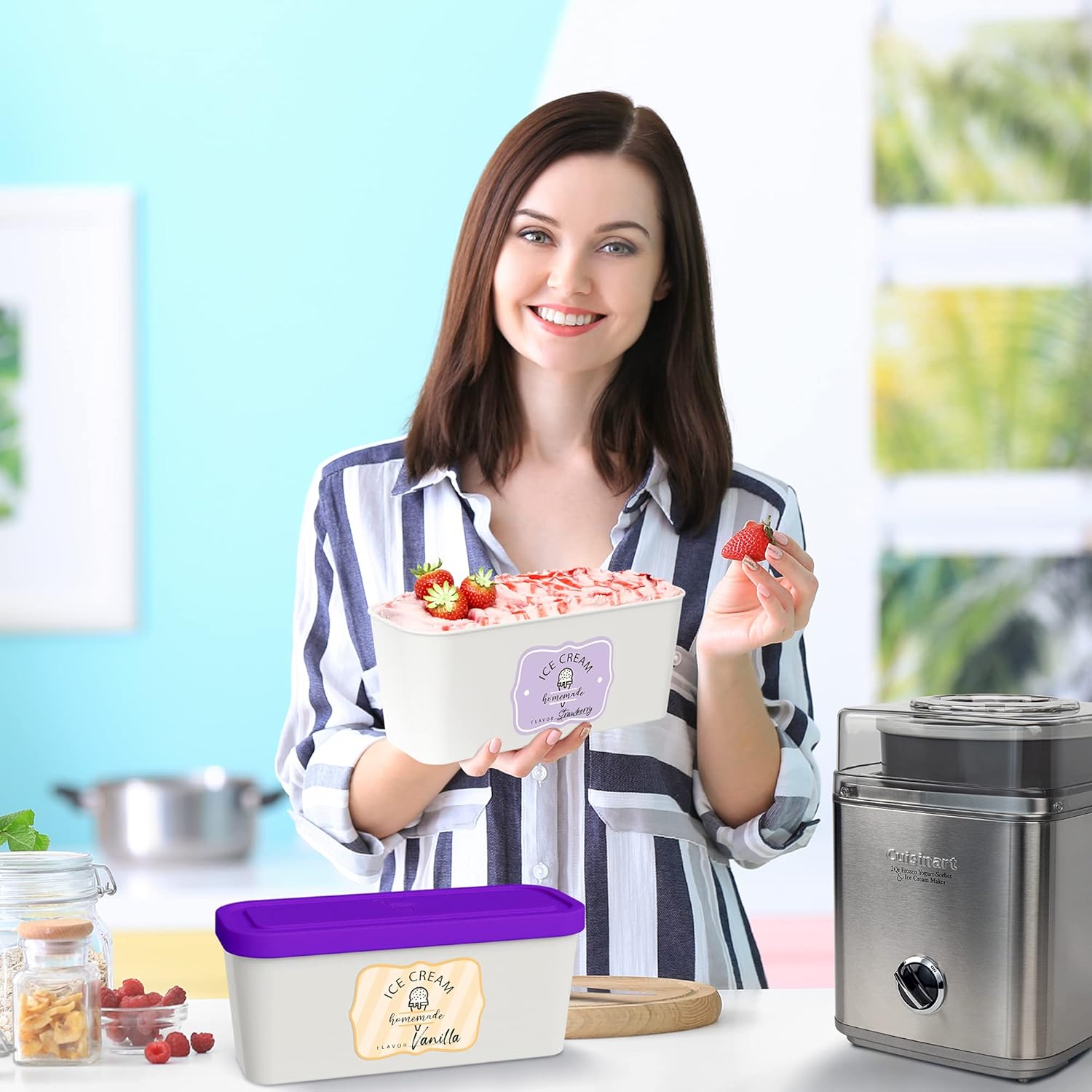 Reusable Ice Cream Containers for Homemade Sorbet, Frozen Yogurt, and Gelato Storage - Image 4