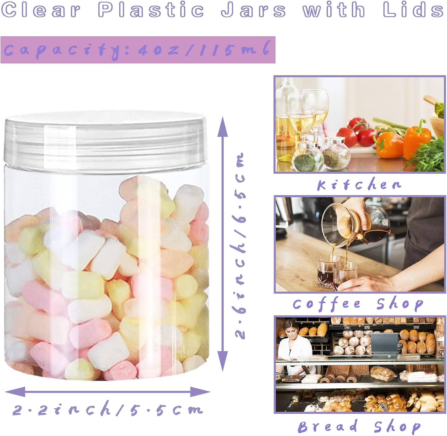 Clear Plastic Jars with Lids for Storage and Crafting - Image 3