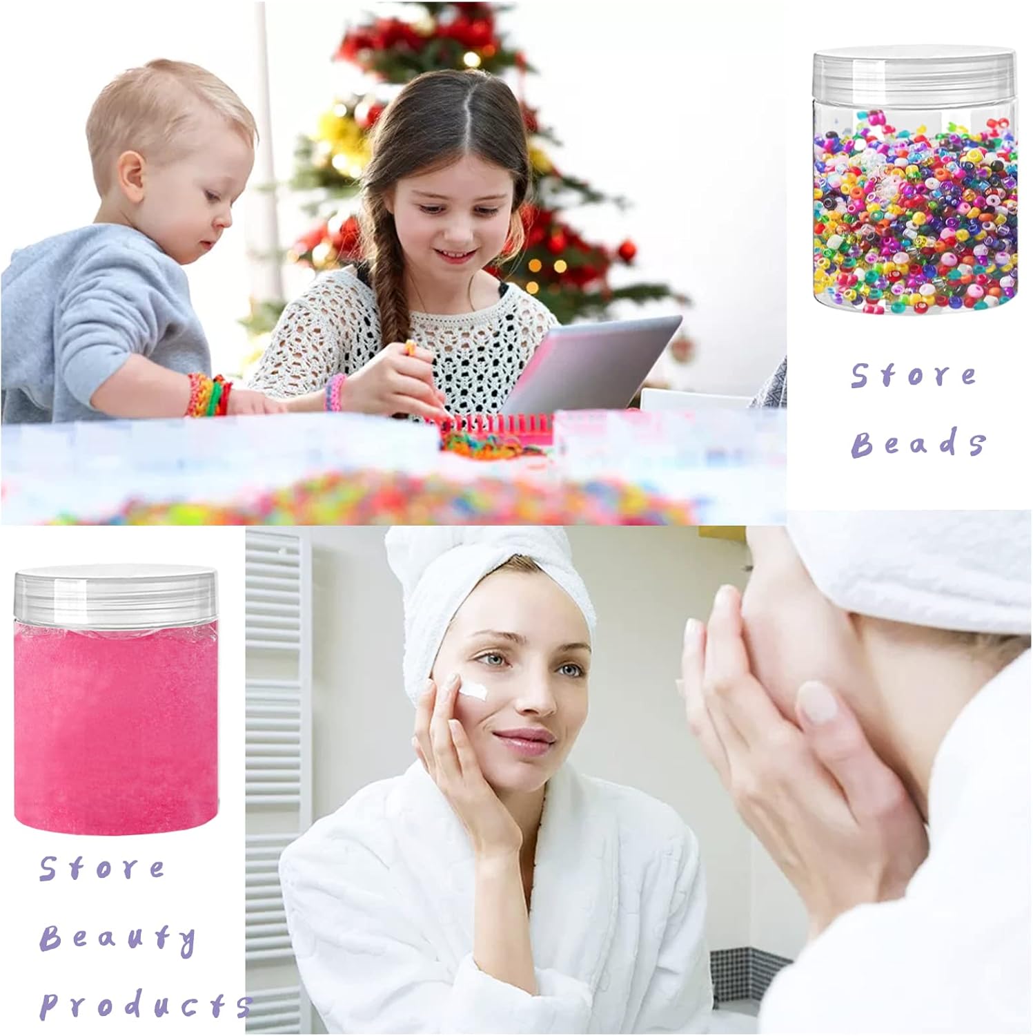 Clear Plastic Jars with Lids for Storage and Crafting - Image 7