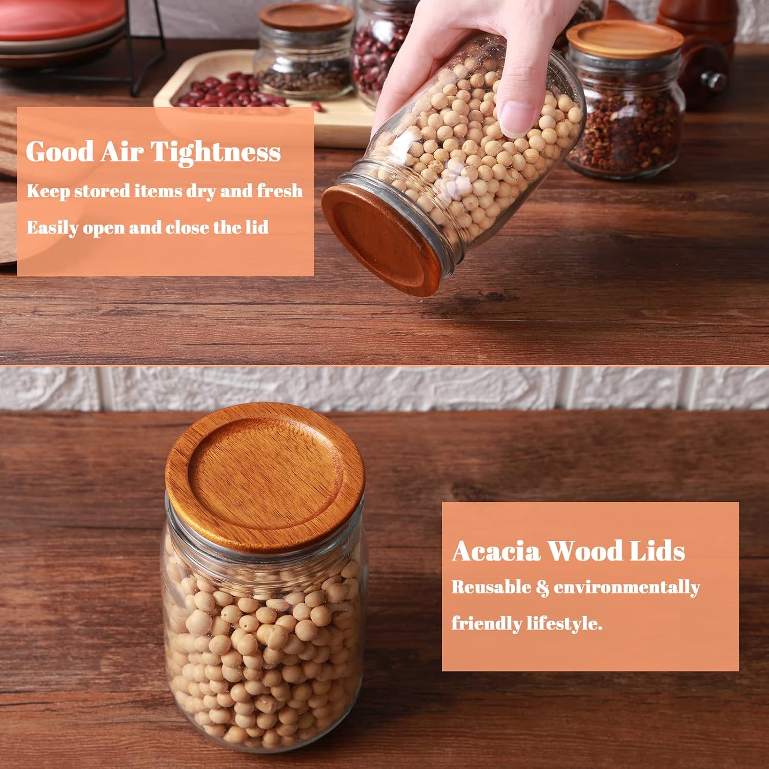 6Pack Wooden Mason Jar Lids with Airtight Silicone Seal - Image 6