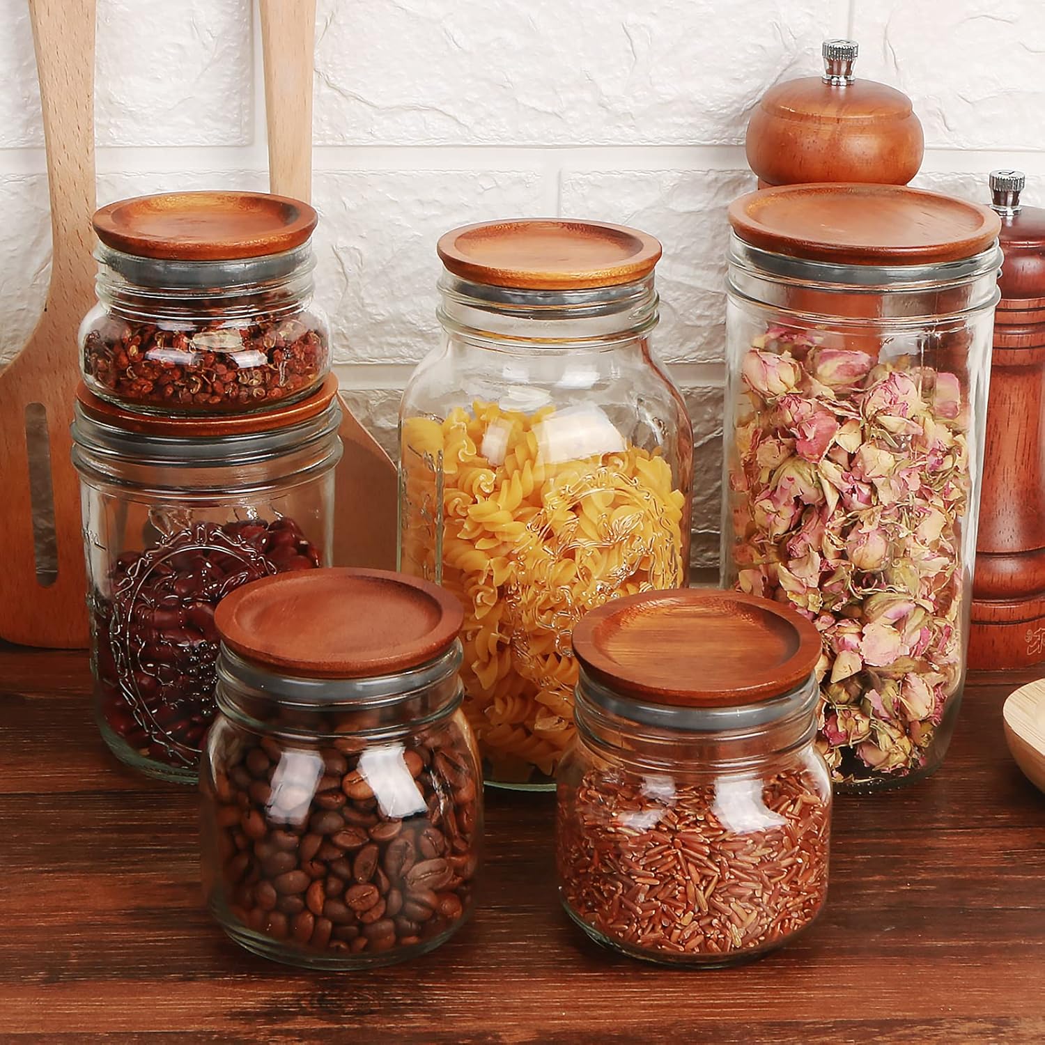 6Pack Wooden Mason Jar Lids with Airtight Silicone Seal - Image 8