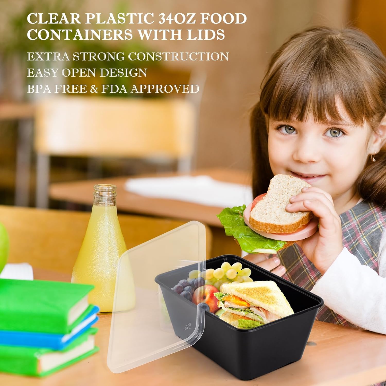 50 Pack 34oz Reusable Food Storage Containers with Lids - Image 3