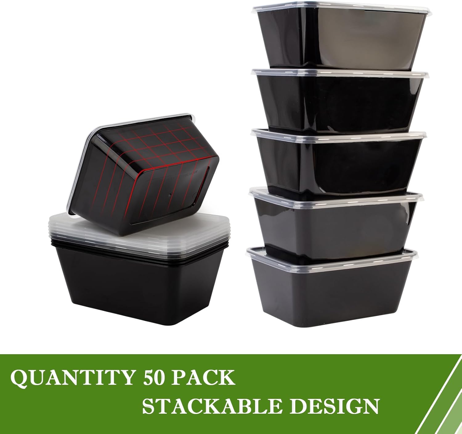 50 Pack 34oz Reusable Food Storage Containers with Lids - Image 6