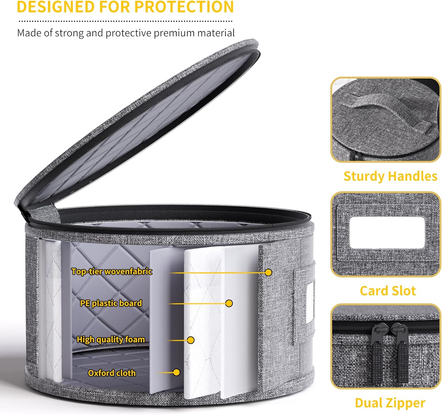 China Storage Containers Hard Shell Box for Moving Dishes, Plate, Wine and Glasses, Dinnerware, Mugs, Saucers Quilted Organizer Dividers for Packing Fine China - Image 4