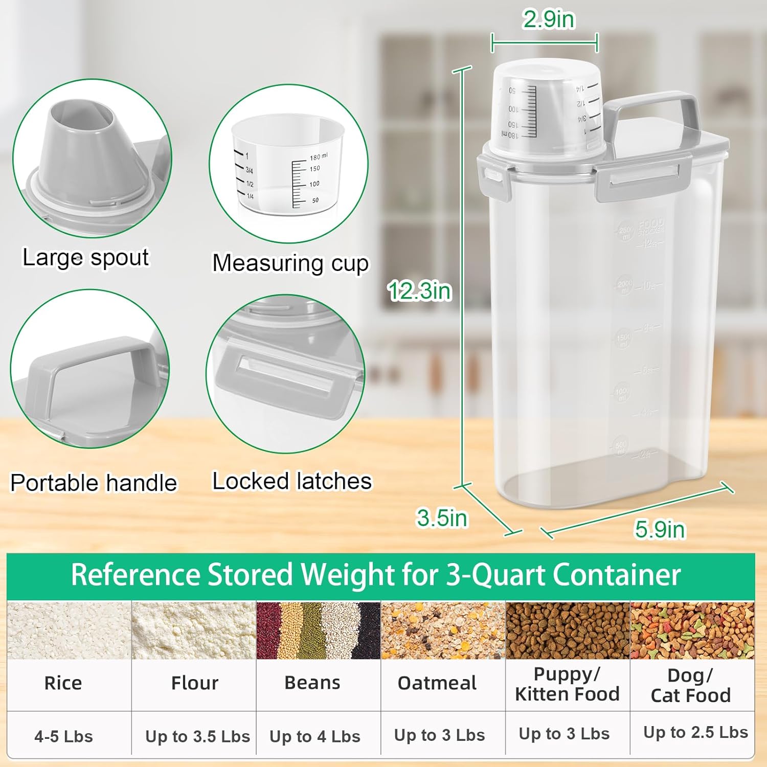 Pet Food Container with Easy Pour Spout & Cup - Image 3