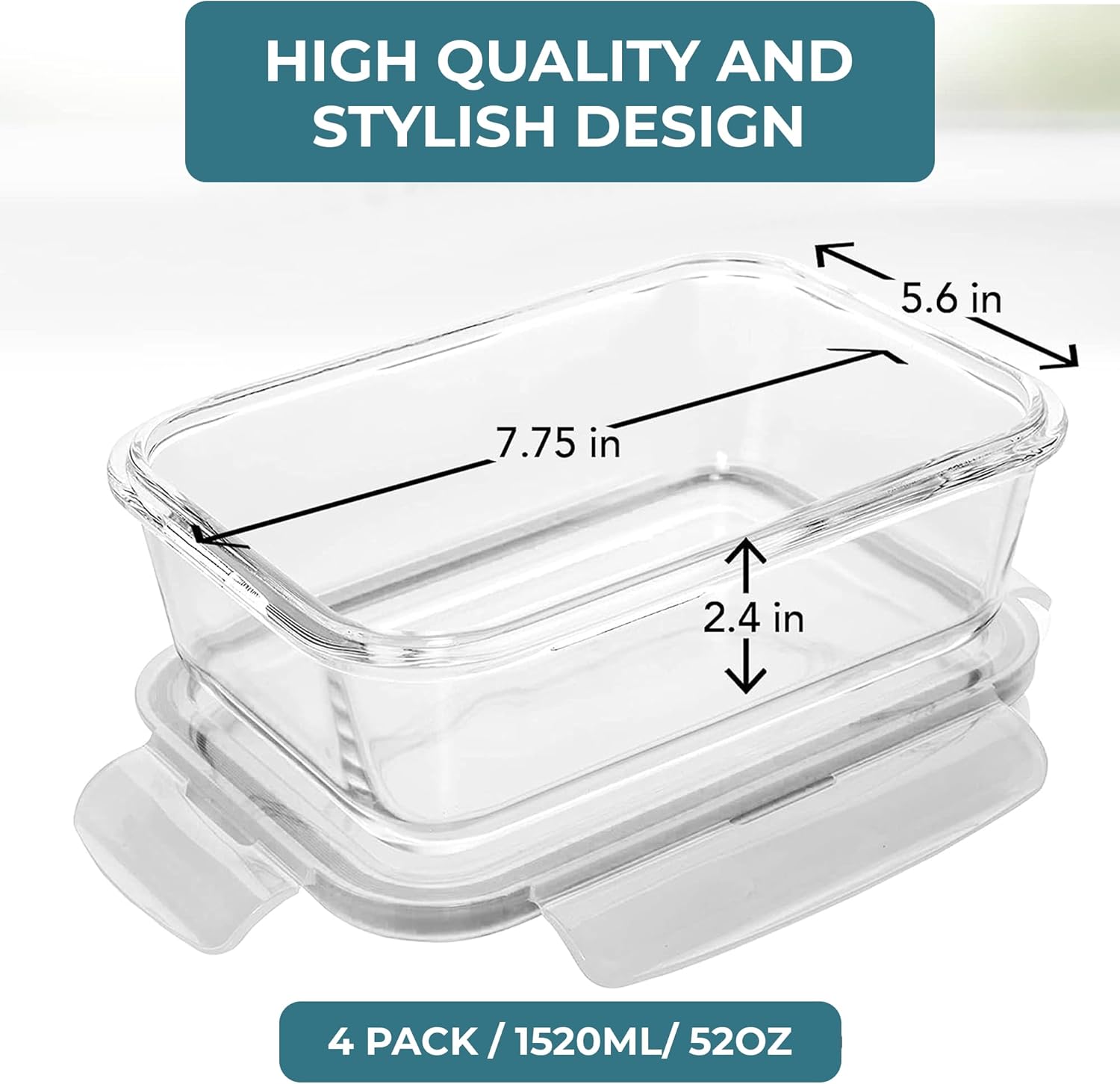 Razab 6.5 Cups Glass Food Storage Containers Set - Image 3