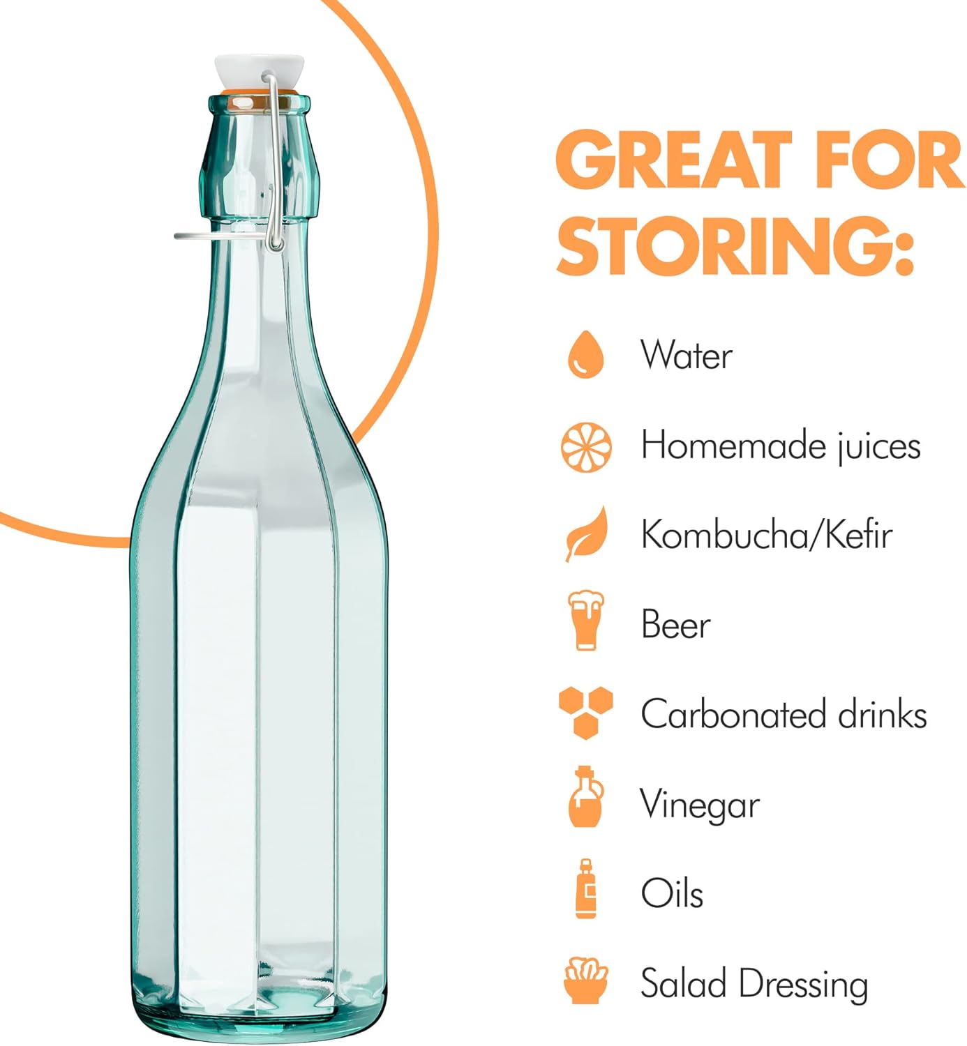 Eco-Friendly Hermetic Glass Bottles with Airtight Caps - Image 4