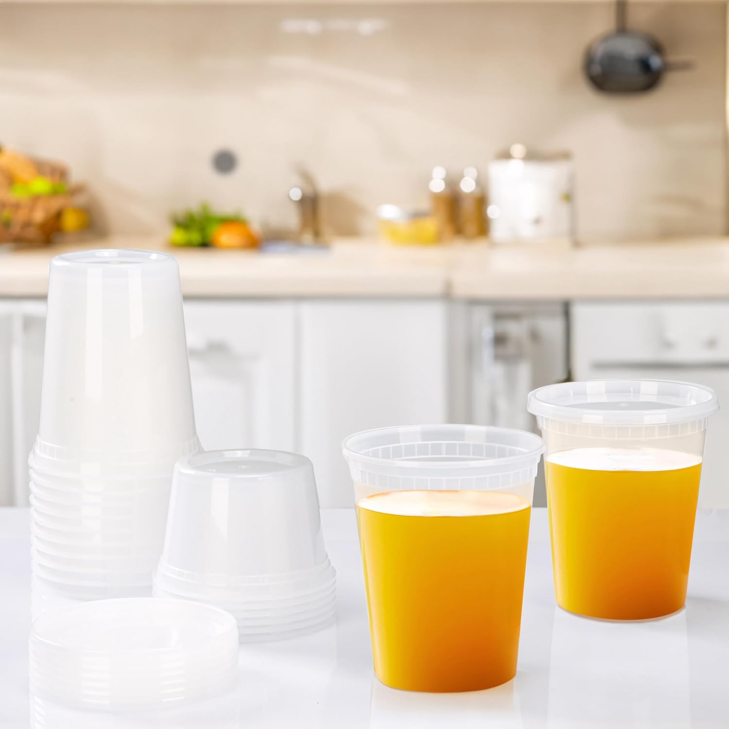 TashiBox 24 Sets 32 oz Plastic Deli Containers with Lids - Image 5