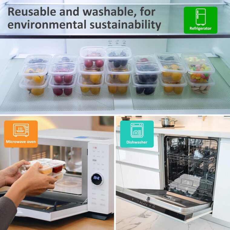 Reusable Snack Containers with Lids for Portion Control and Meal Prep ...